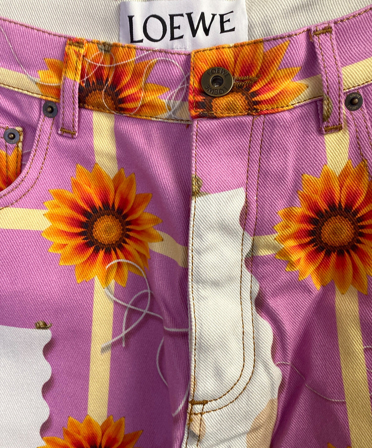 [Pre-owned] LOEWE Printed High-Rise Y-Jeans S540Y11X09