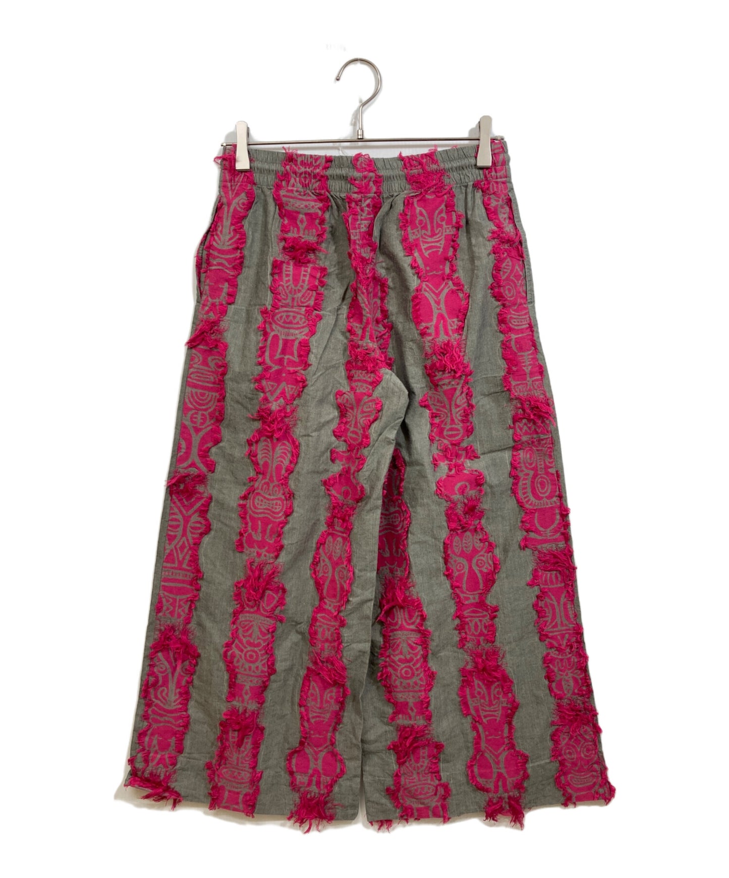 [Pre-owned] PLEATS PLEASE Totem Pole Decorated Fringe Wide Pants PP92-ZF862