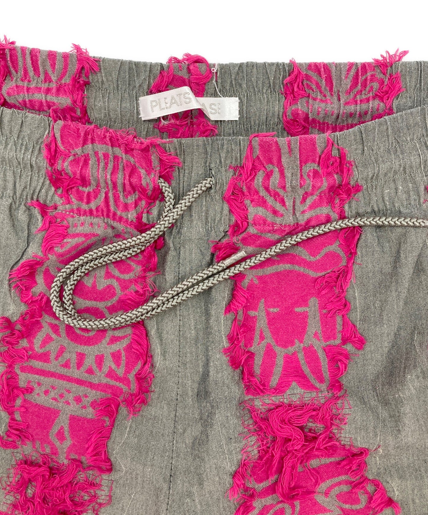 [Pre-owned] PLEATS PLEASE Totem Pole Decorated Fringe Wide Pants PP92-ZF862