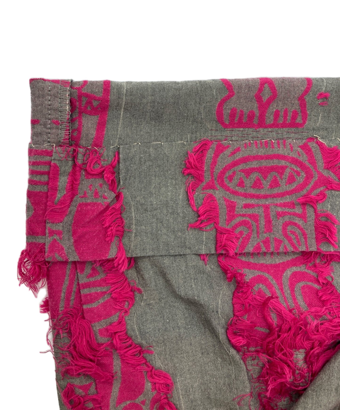 [Pre-owned] PLEATS PLEASE Totem Pole Decorated Fringe Wide Pants PP92-ZF862