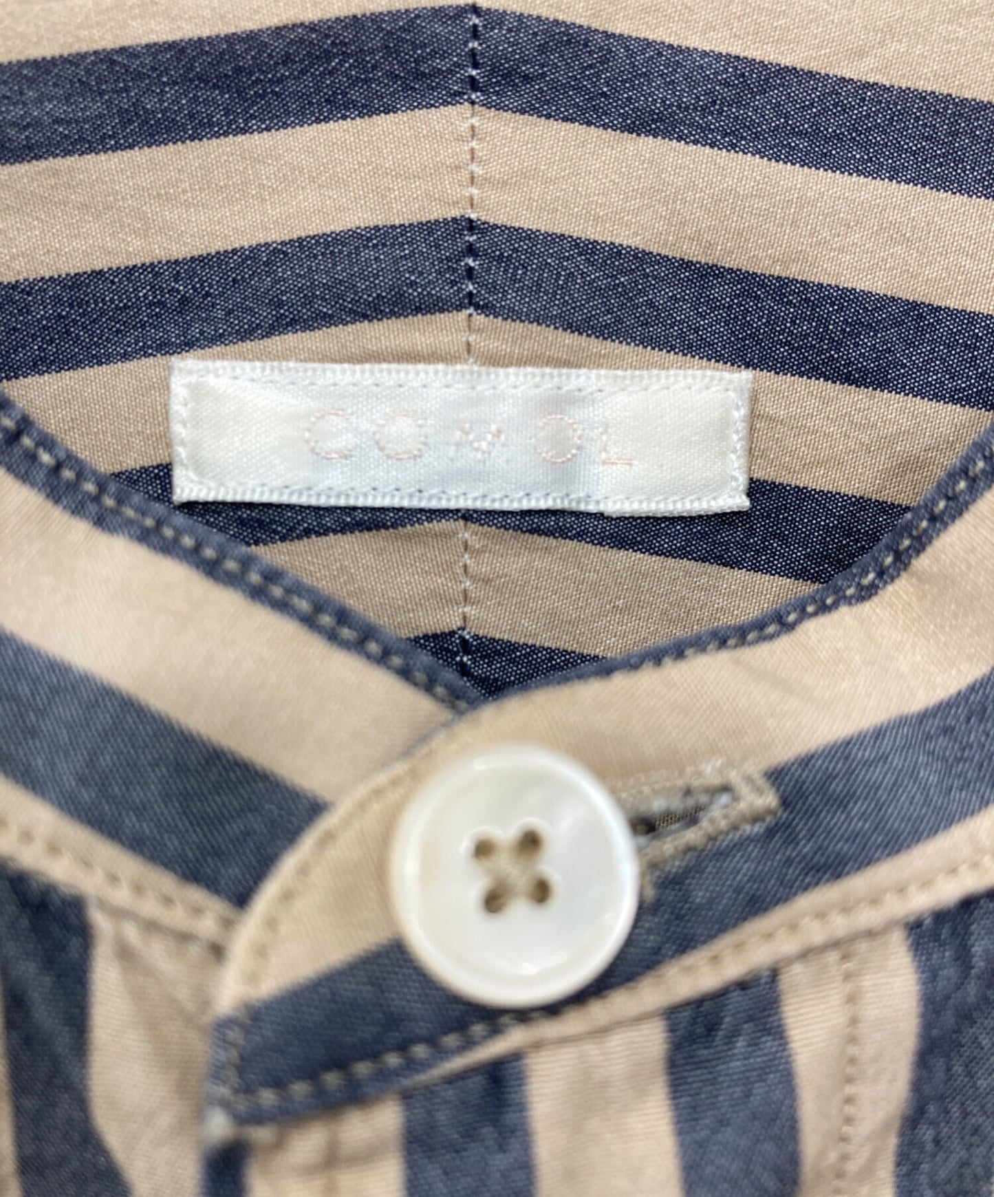 [Pre-owned] COMOLI Striped Band-Collar Shirt J03-02002