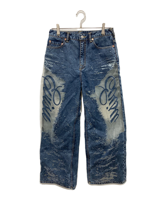 [Pre-owned] EVISU Seagull embroidered and lasered wide leg jeans 2EAHTW4JE4101WLDN