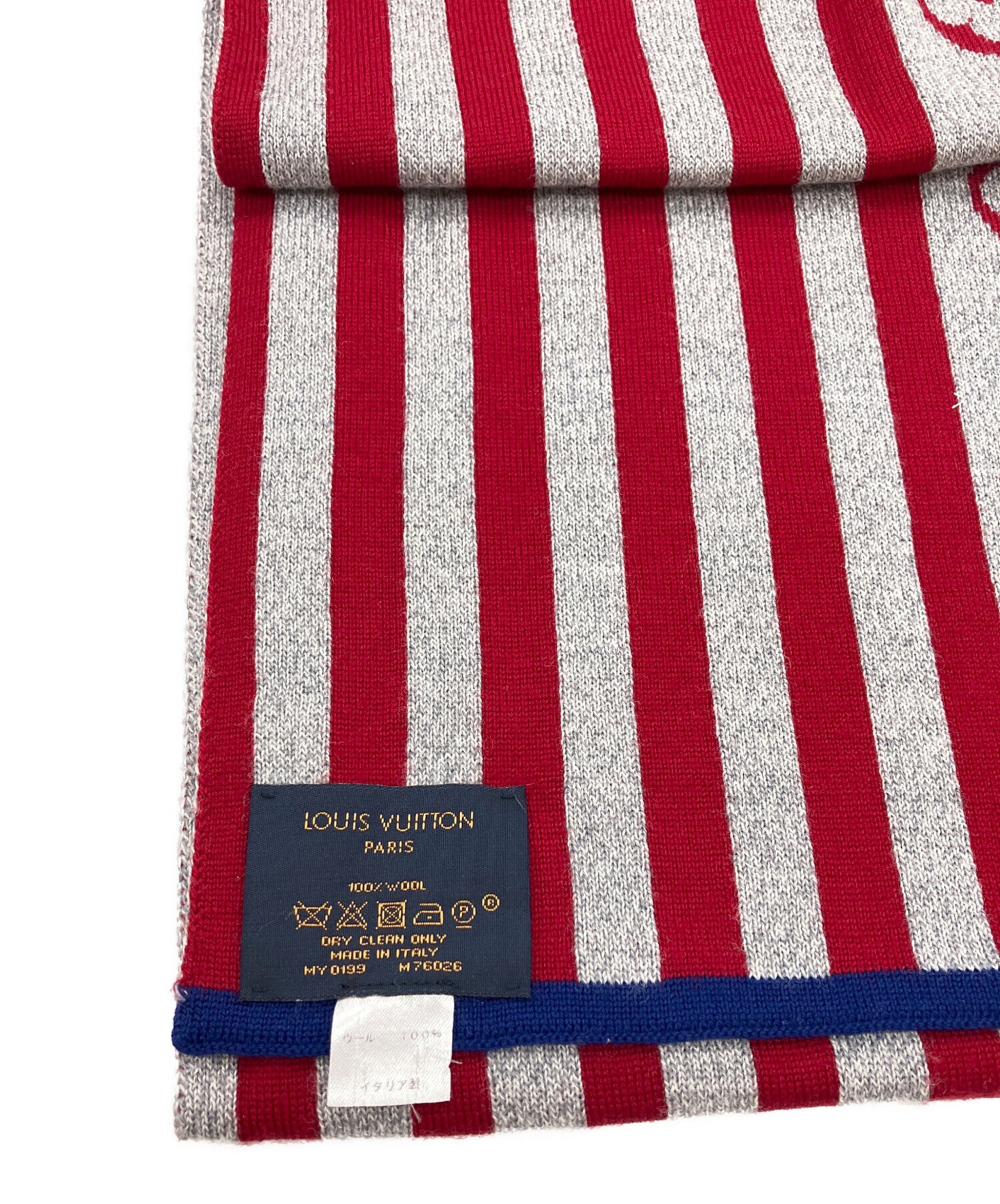 LOUIS VUITTON マフラー レッド ホワイトエシャルプ　M73453 Pre-owned] LOUIS VUITTON Echalp Monogram Stripes MY0199 M76026