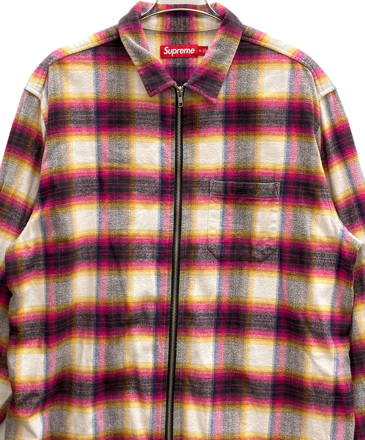 [Pre-owned] SUPREME SHADOW PLAID FLANNEL ZIP-UP SHIRT