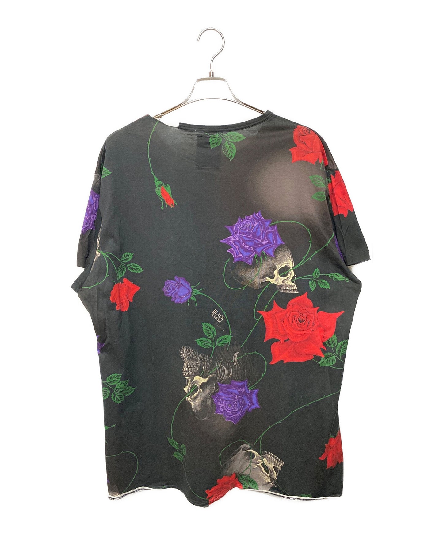 [Pre-owned] BLACK Scandal Yohji Yamamoto Skull Rose Print T-Shirt HW-T82-054