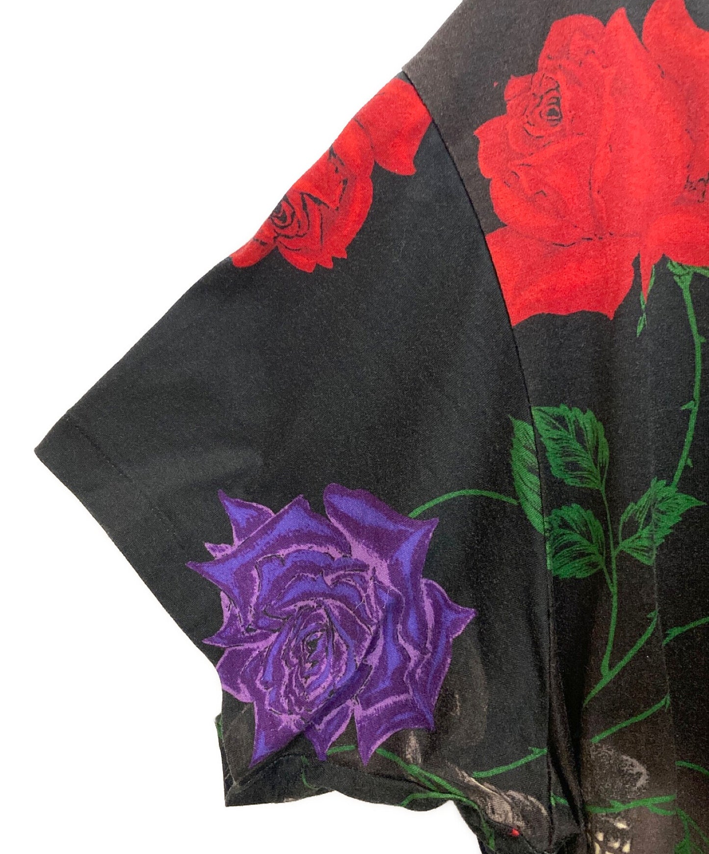 [Pre-owned] BLACK Scandal Yohji Yamamoto Skull Rose Print T-Shirt HW-T82-054