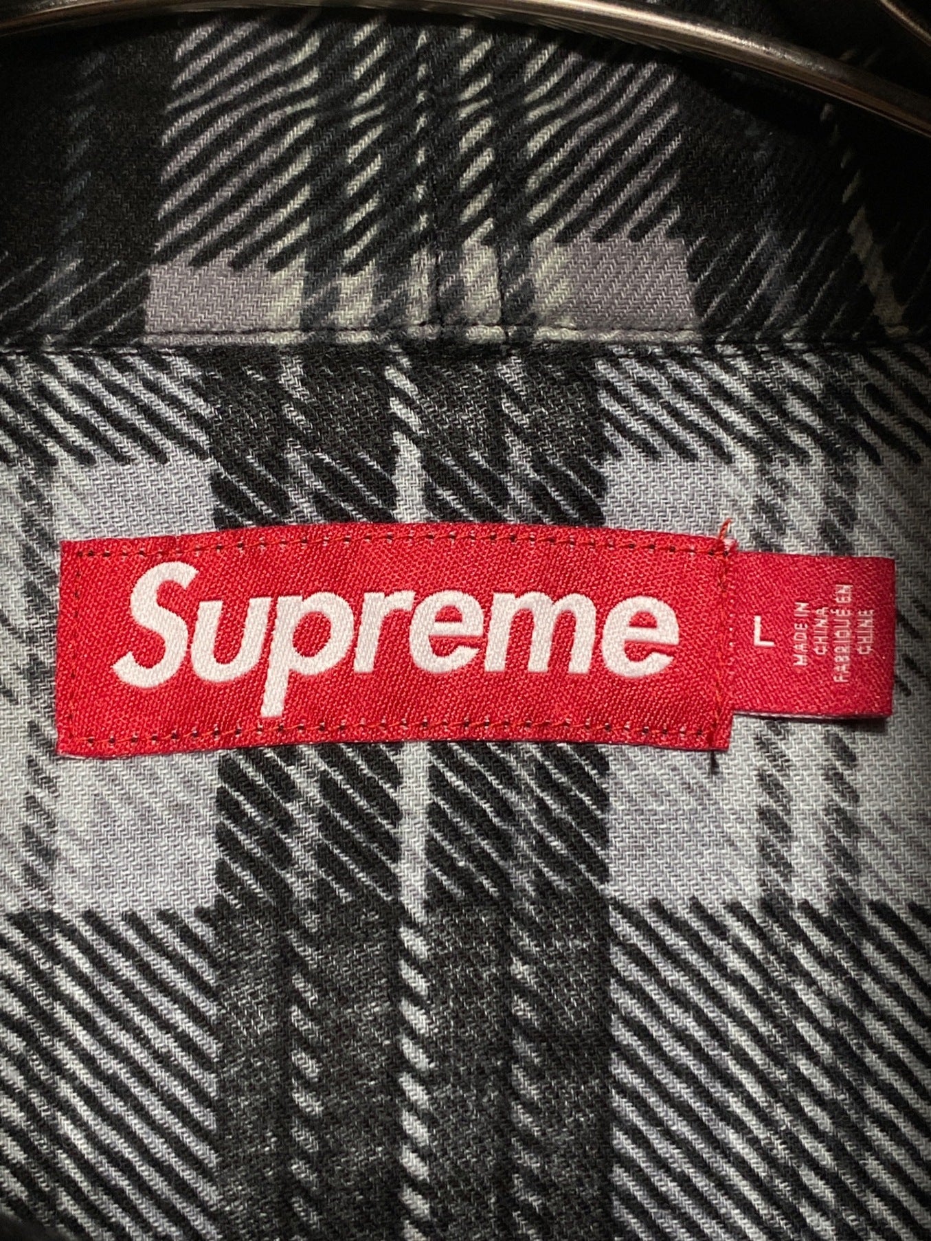 [Pre-owned] SUPREME Printed Hooded Flannel Shirt