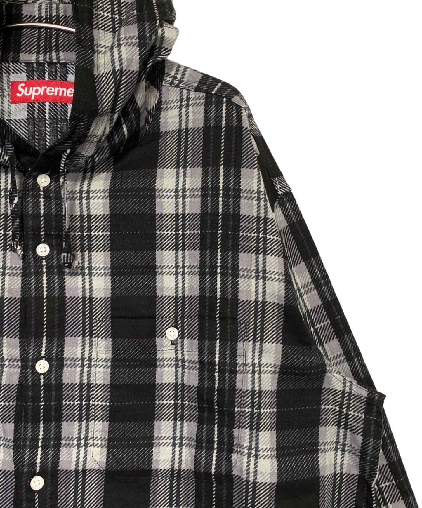 [Pre-owned] SUPREME Printed Hooded Flannel Shirt