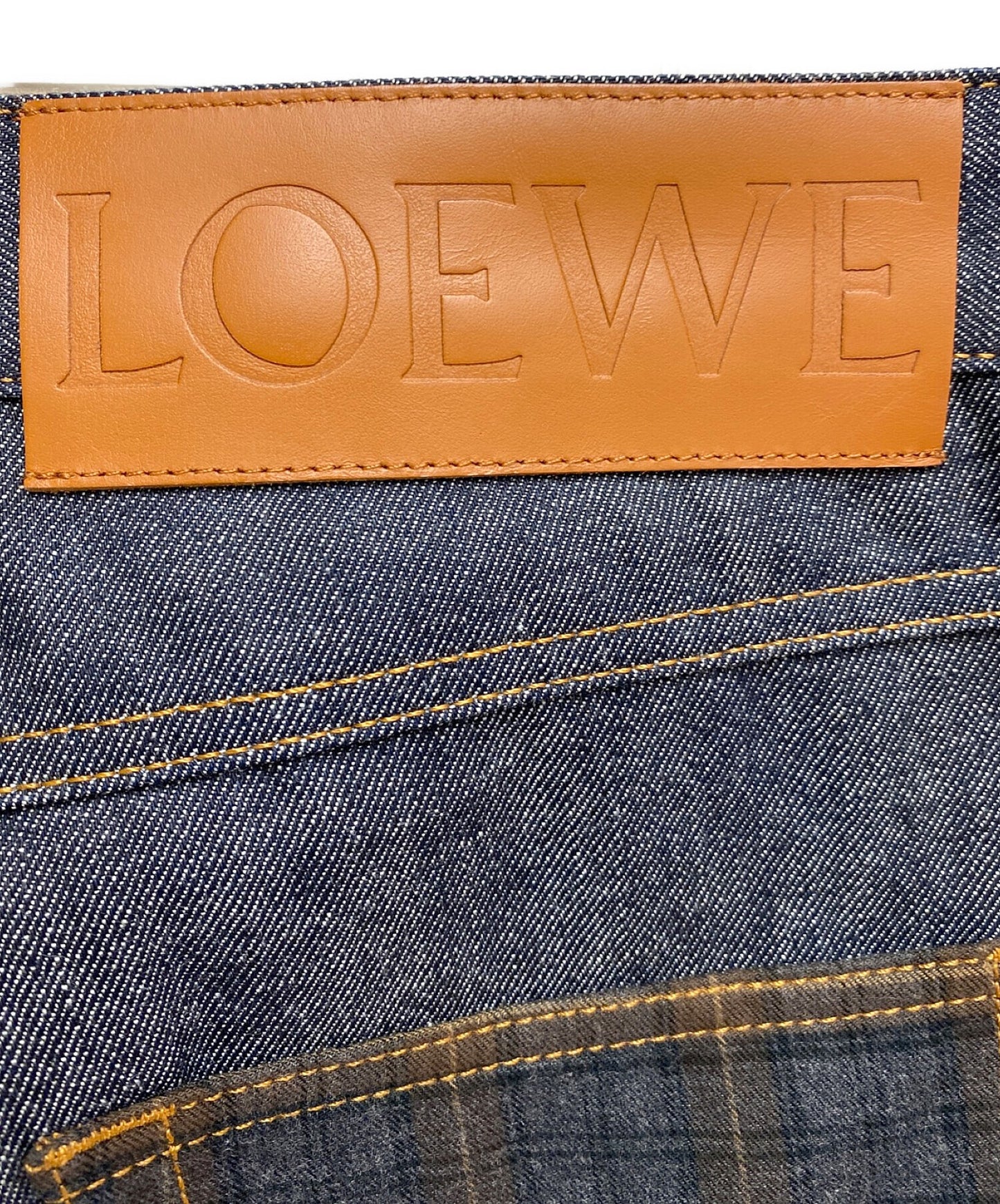 [Pre-owned] LOEWE FISHERMAN CHECK PATCH JEAN H2292430IB