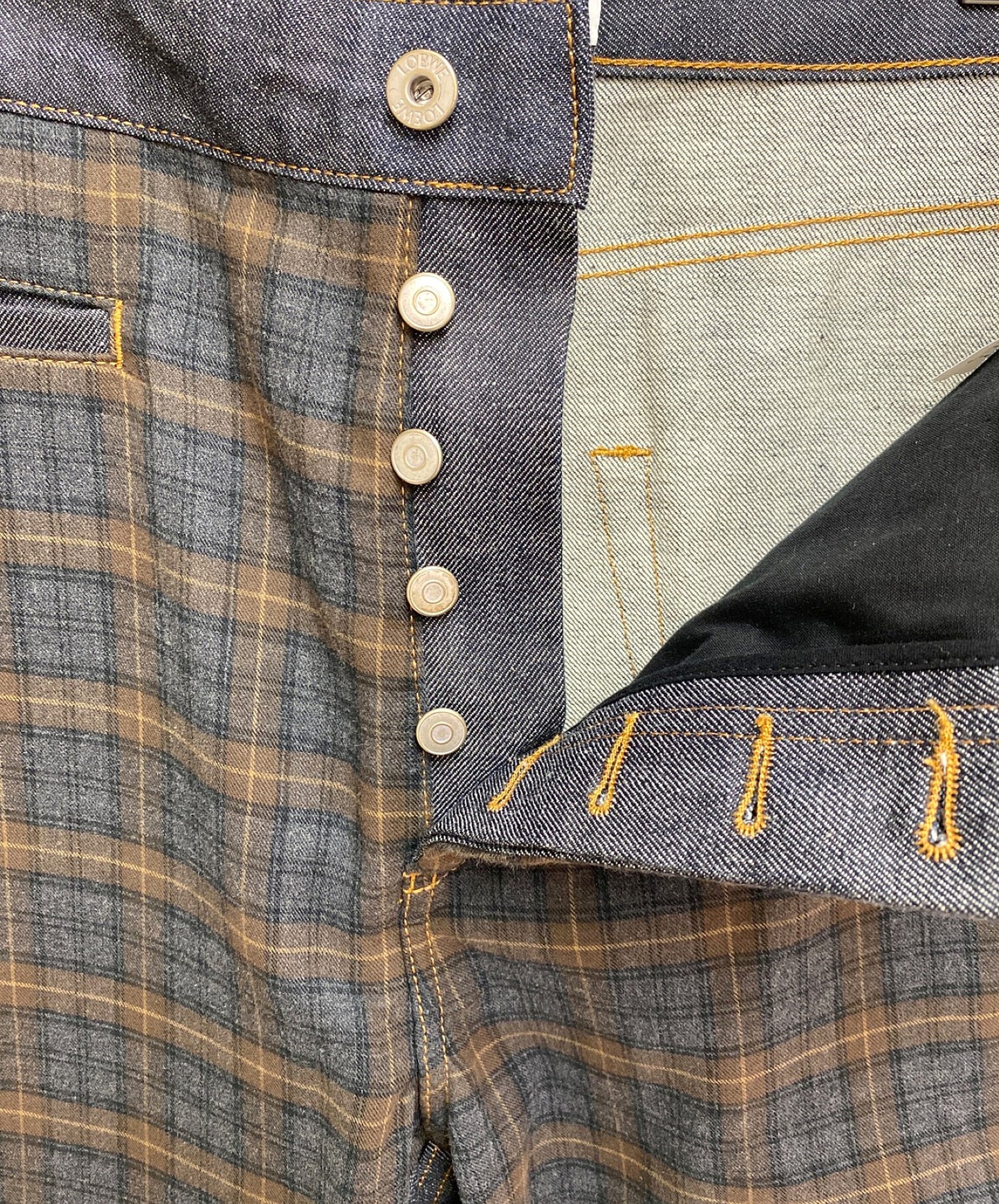 [Pre-owned] LOEWE FISHERMAN CHECK PATCH JEAN H2292430IB