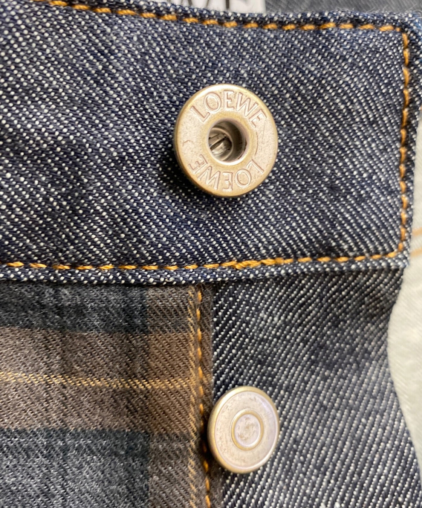 [Pre-owned] LOEWE FISHERMAN CHECK PATCH JEAN H2292430IB