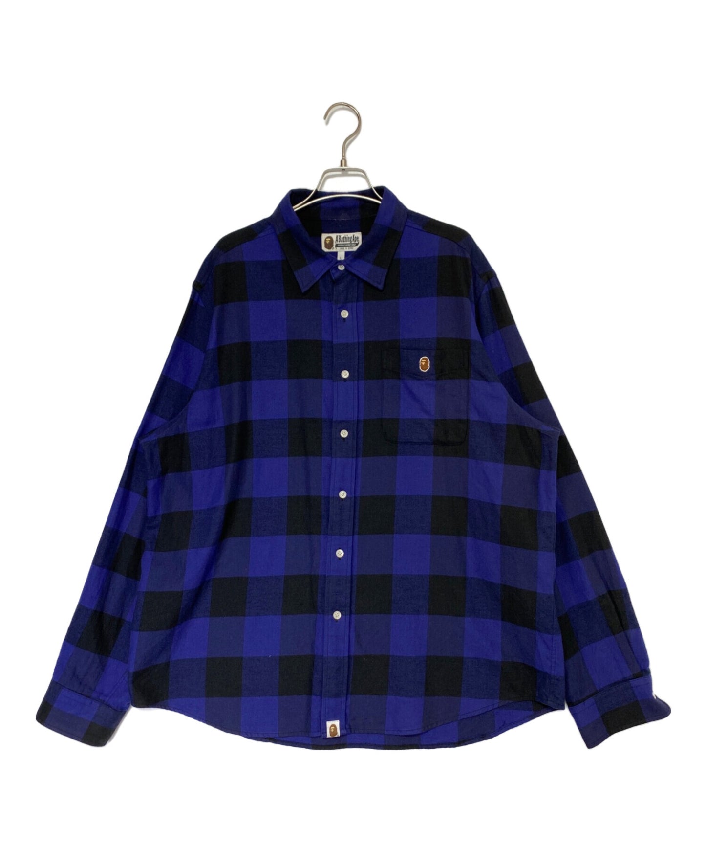 [Pre-owned] A BATHING APE College Block Check Relaxed Fit Shirt 0ZXSTM131004M