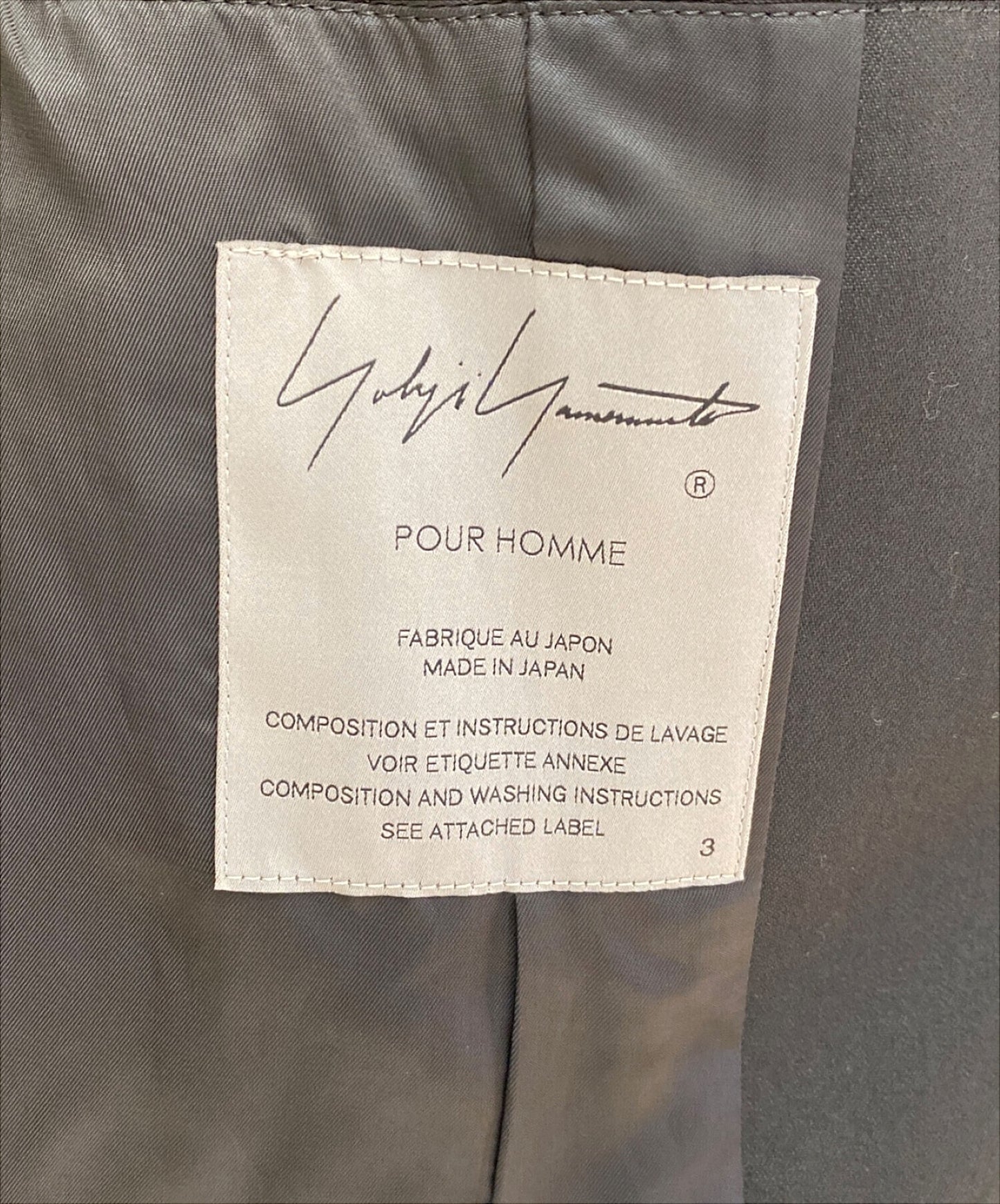 [Pre-owned] Yohji Yamamoto pour homme WOOL GABARDINE LEFT SIDE DRAPED JACKET HJ-J59-100-2