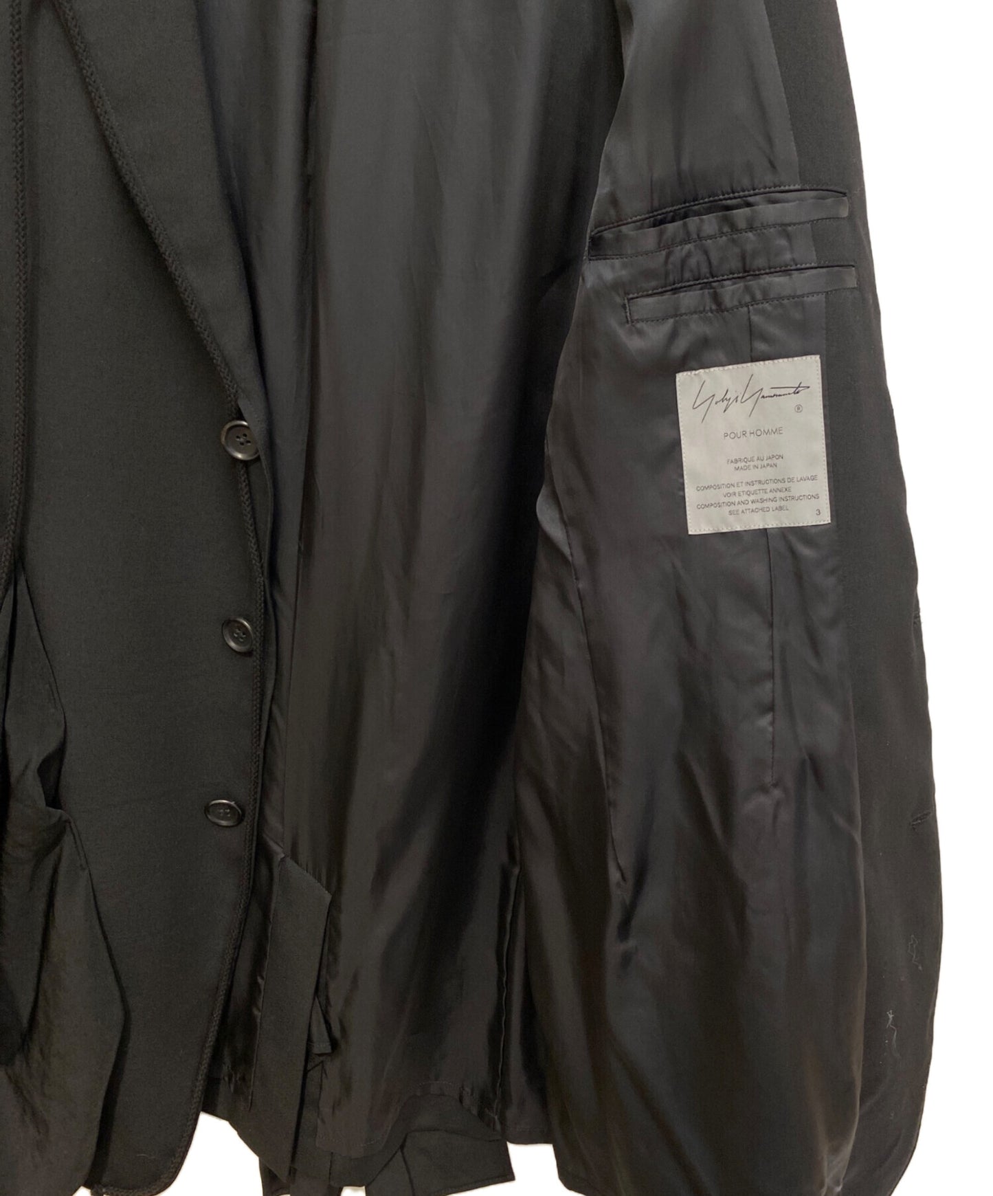 [Pre-owned] Yohji Yamamoto pour homme WOOL GABARDINE LEFT SIDE DRAPED JACKET HJ-J59-100-2