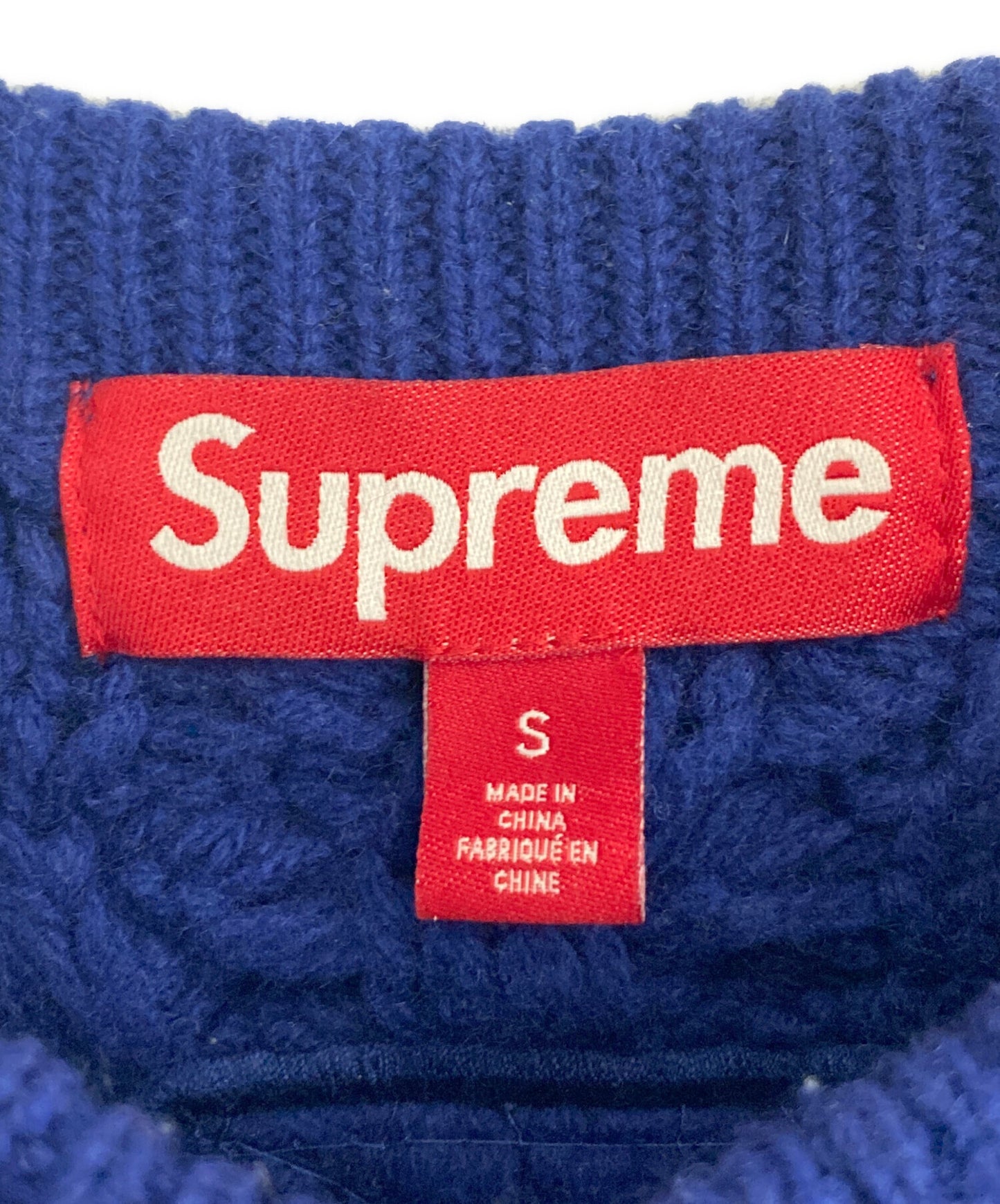 [Pre-owned] SUPREME Applique Cable Knit Sweater