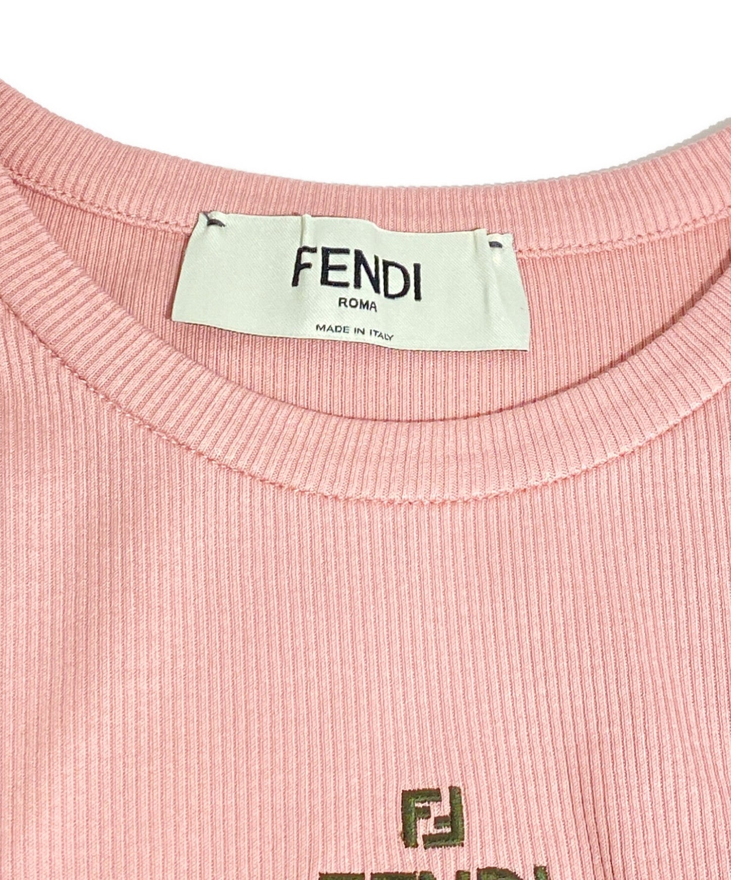 [Pre-owned] FENDI Logo Embroidery Cropped Rib T-Shirt FS8110 ANQM
