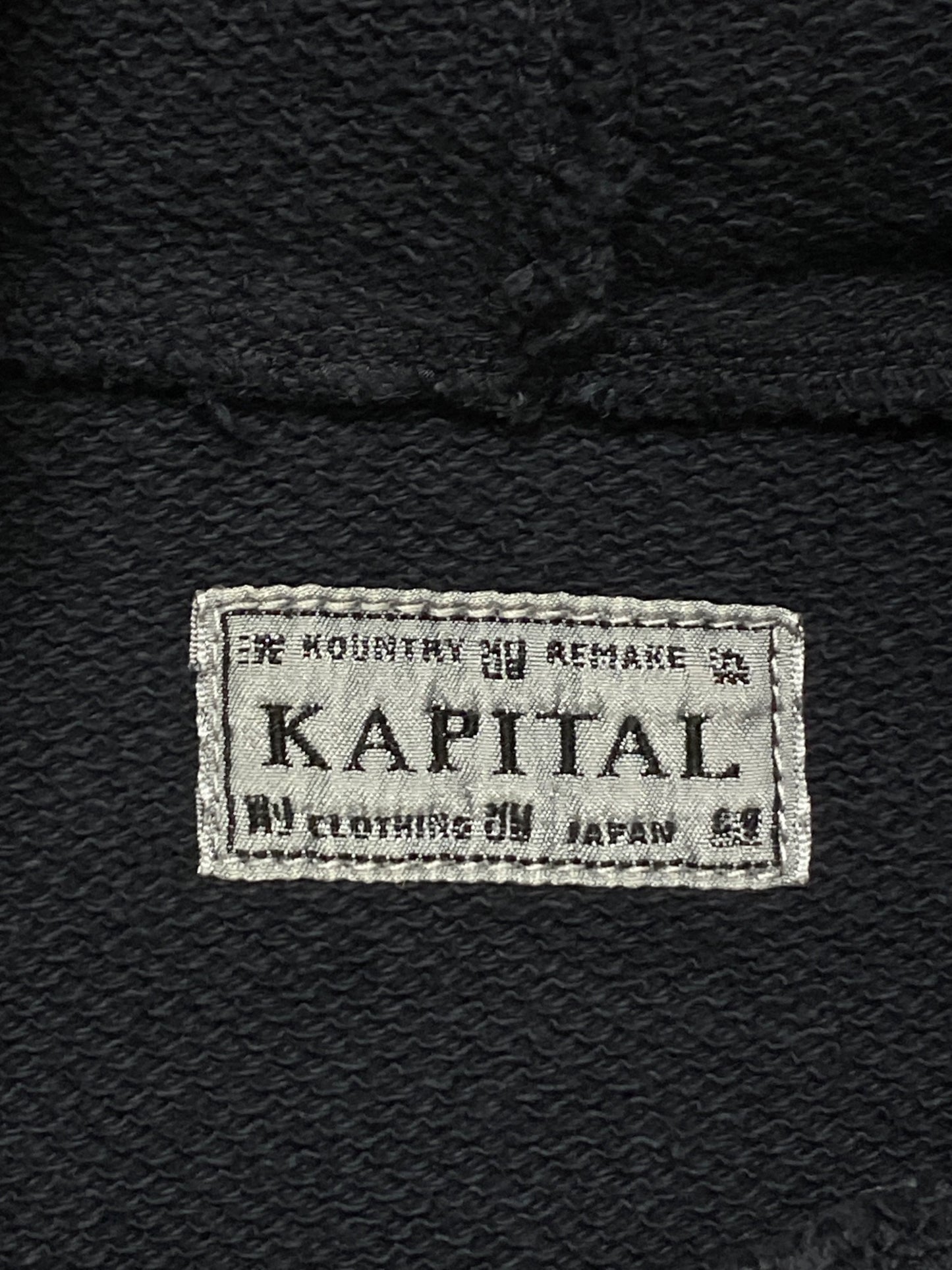 [Pre-owned] KAPITAL Lined Fur Thriller Damage Hooded Sweatshirt (Studded Remake) K2411LC136