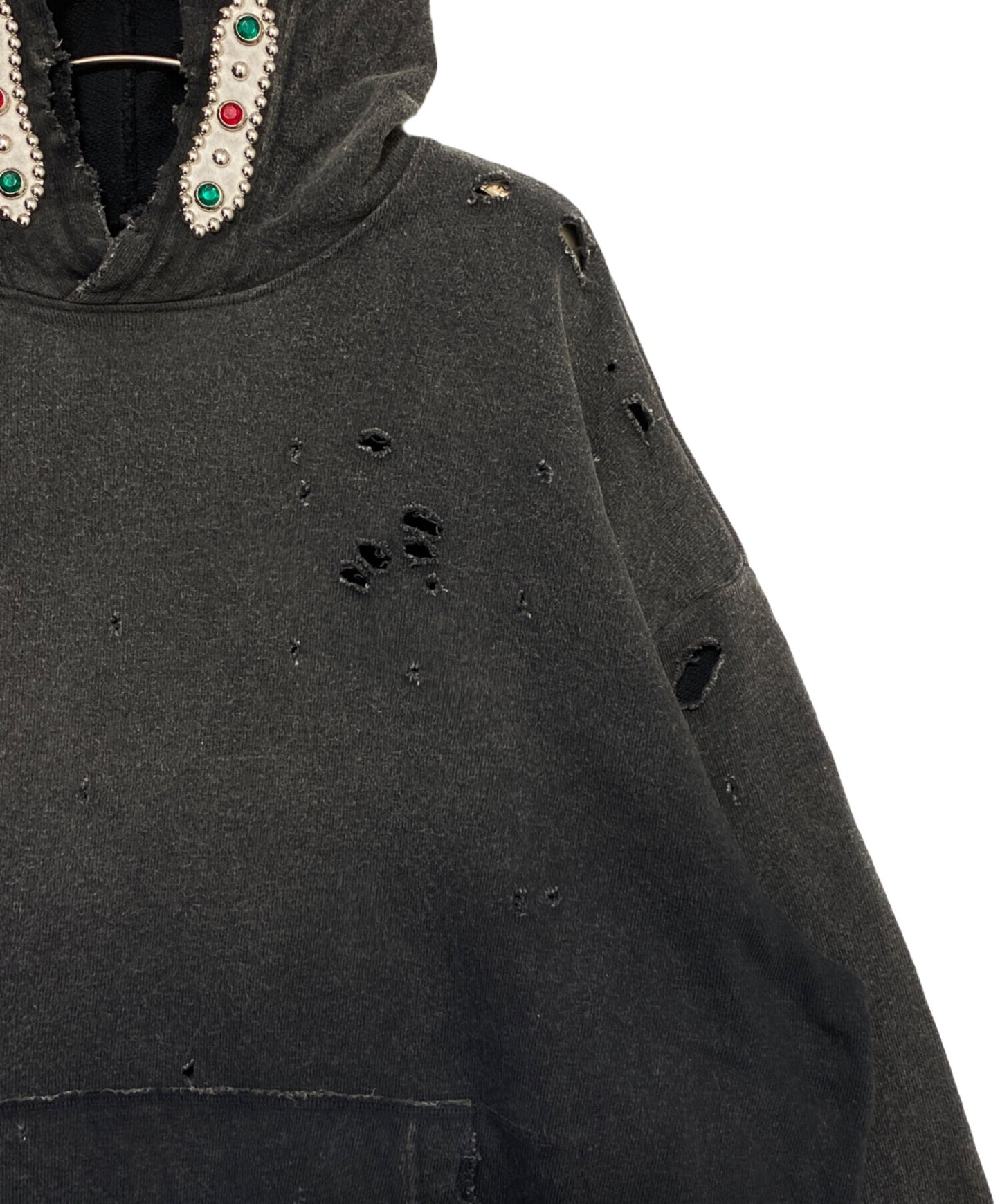 [Pre-owned] KAPITAL Lined Fur Thriller Damage Hooded Sweatshirt (Studded Remake) K2411LC136