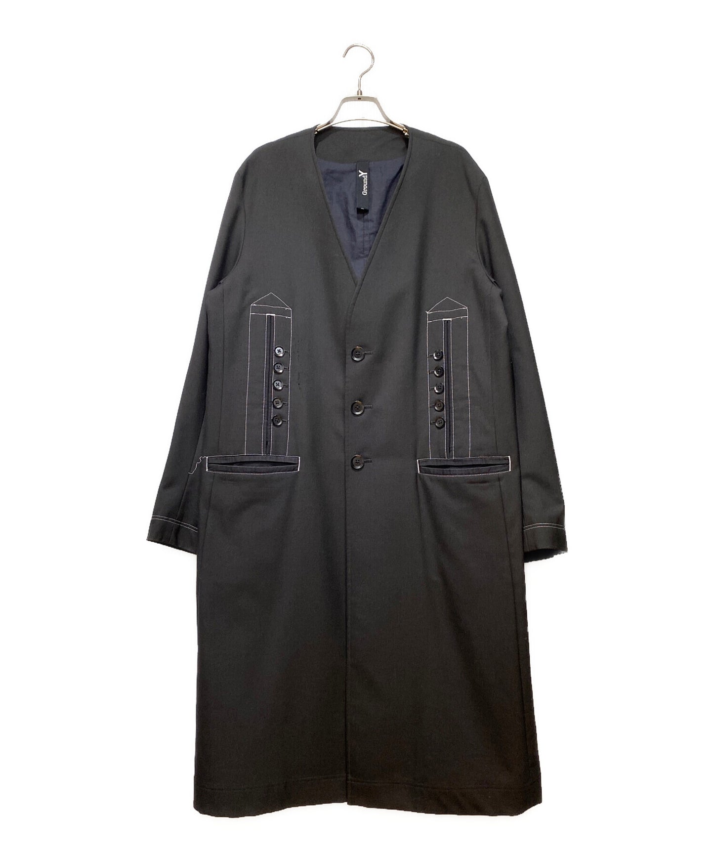 [Pre-owned] GROUND Y No collar stitch design long jacket GZ-J01-100
