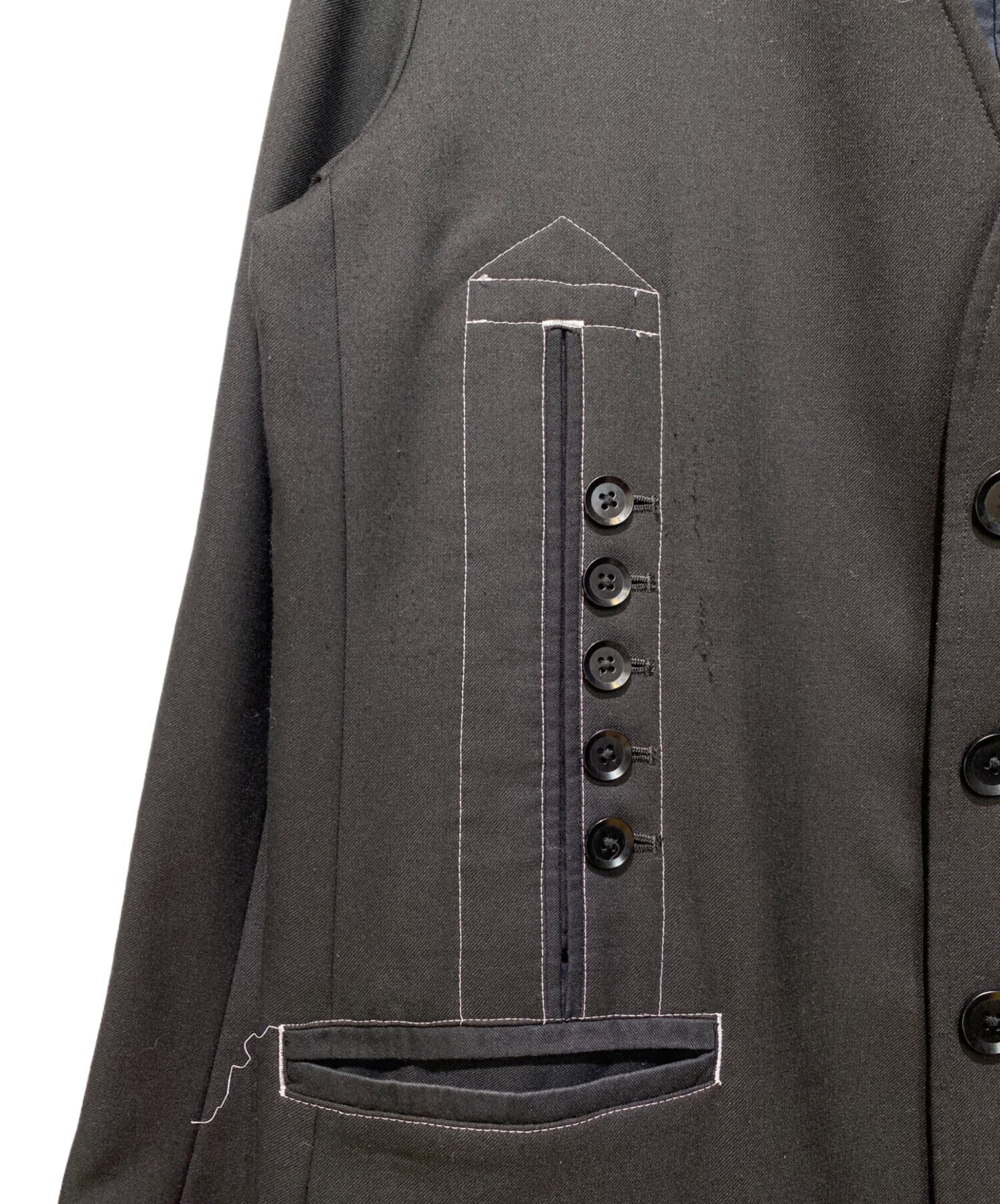 [Pre-owned] GROUND Y No collar stitch design long jacket GZ-J01-100