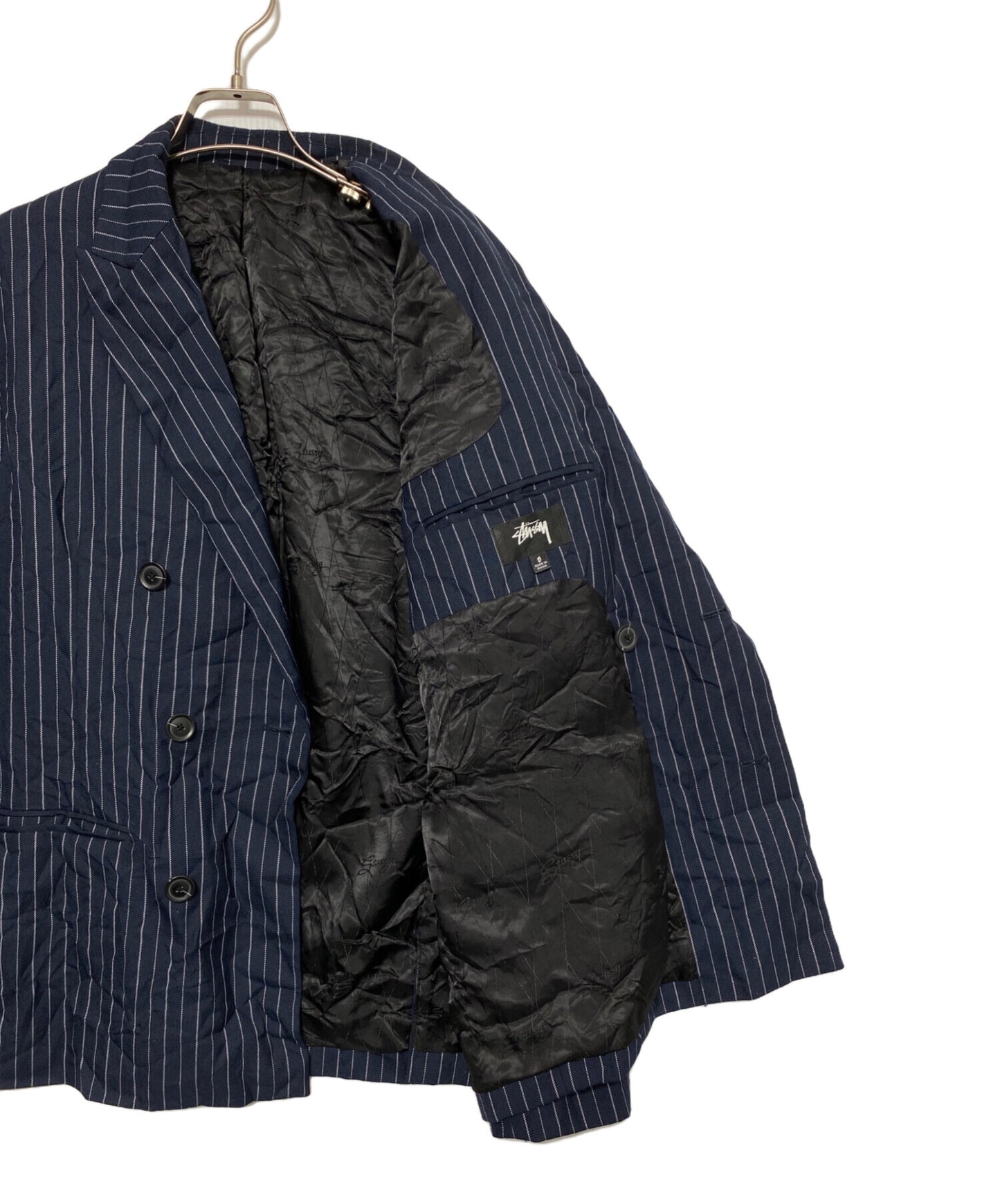 [Pre-owned] stussy DOUBLE-BREASTED BLAZER WRINKLED STRIPE