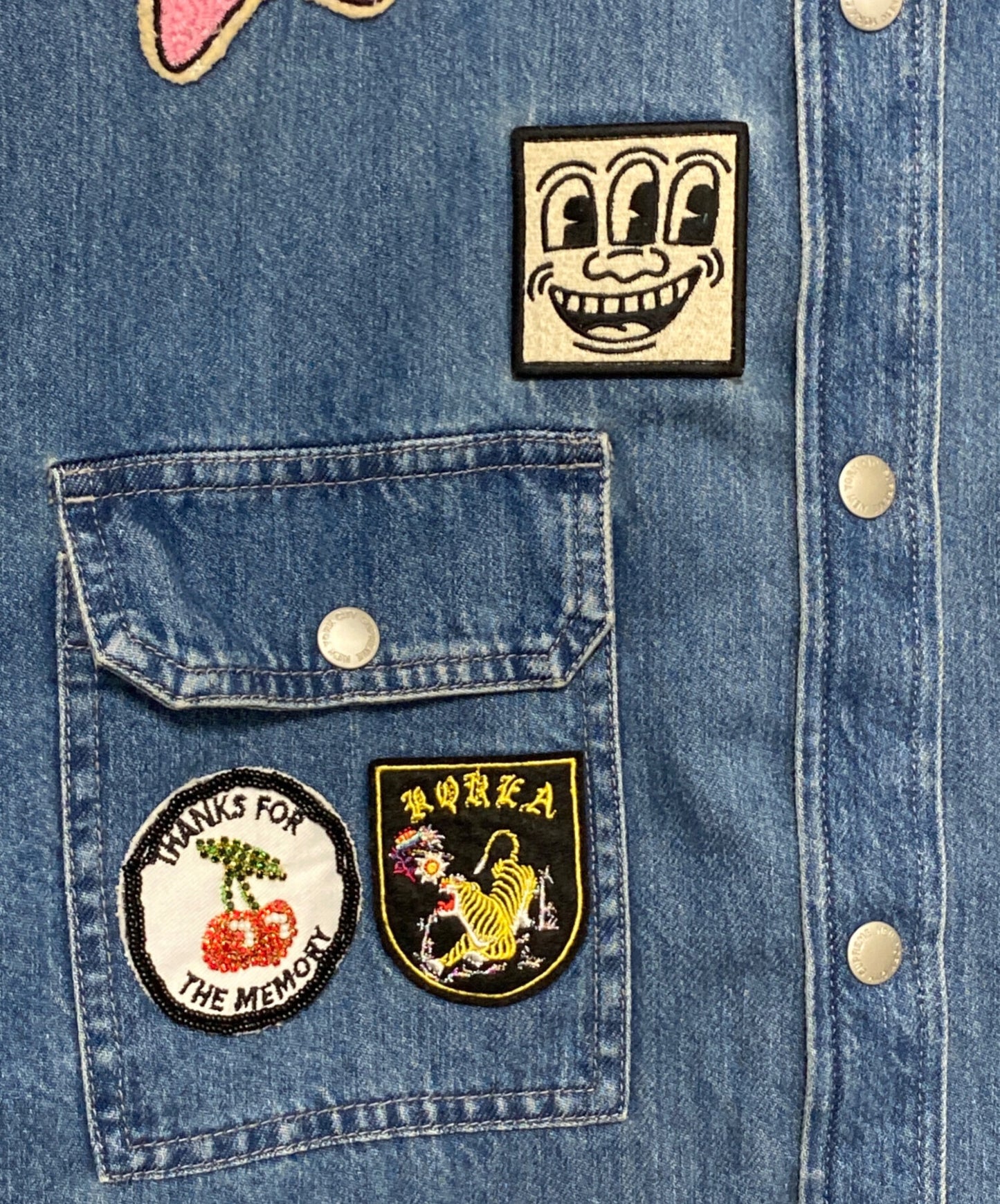 [Pre-owned] SUPREME Patches Hooded Zip Up Shirt