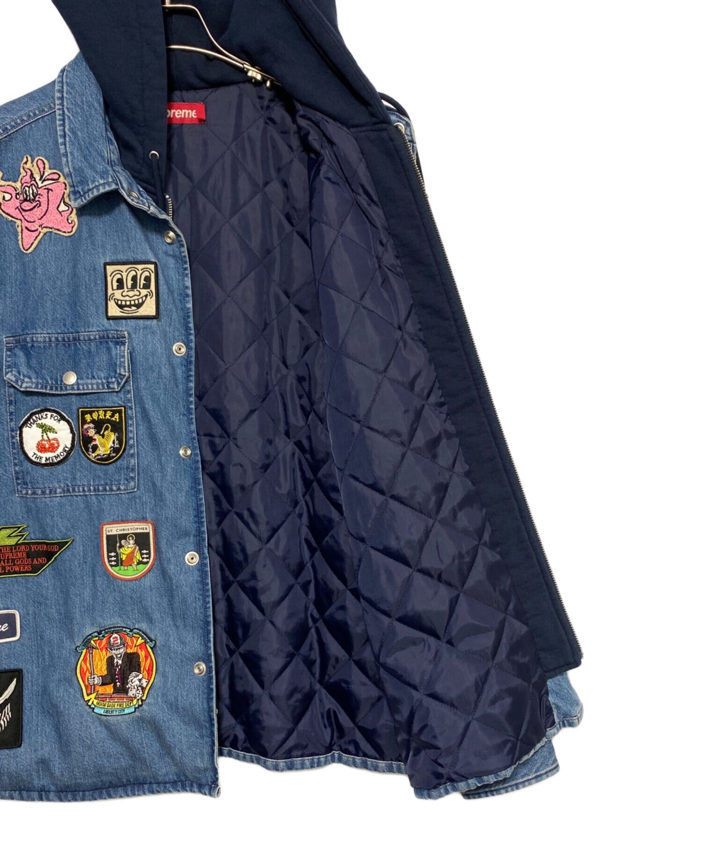 [Pre-owned] SUPREME Patches Hooded Zip Up Shirt