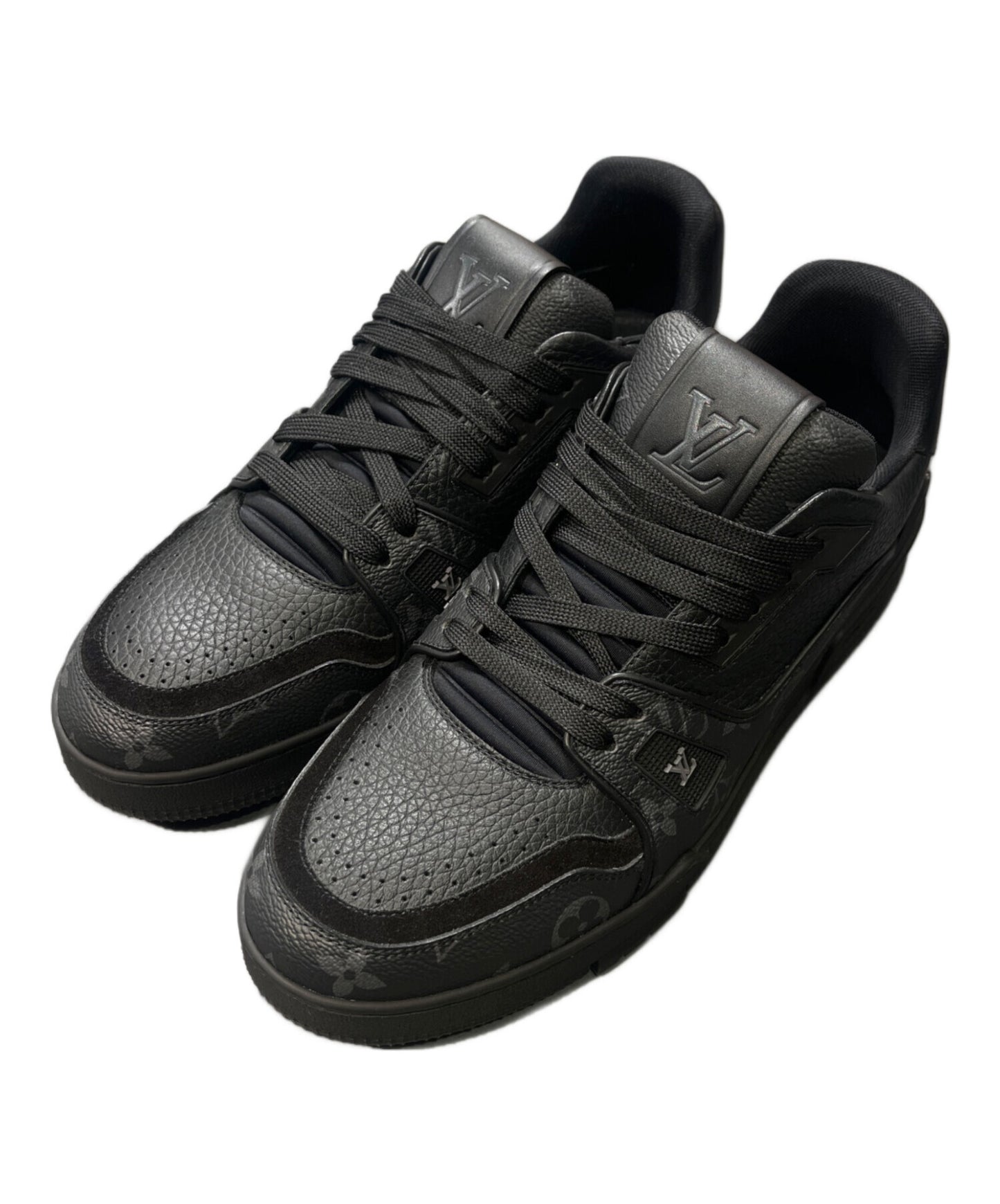 [Pre-owned] LOUIS VUITTON Calfskin Monogram Eclipse Mens LV Trainer Sneakers