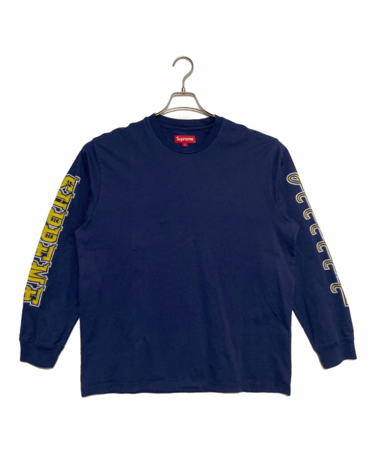 [Pre-owned] SUPREME Intarsia Sleeve L/S Top "Navy" ( Intarsia Sleeve Long Sleeve Top )