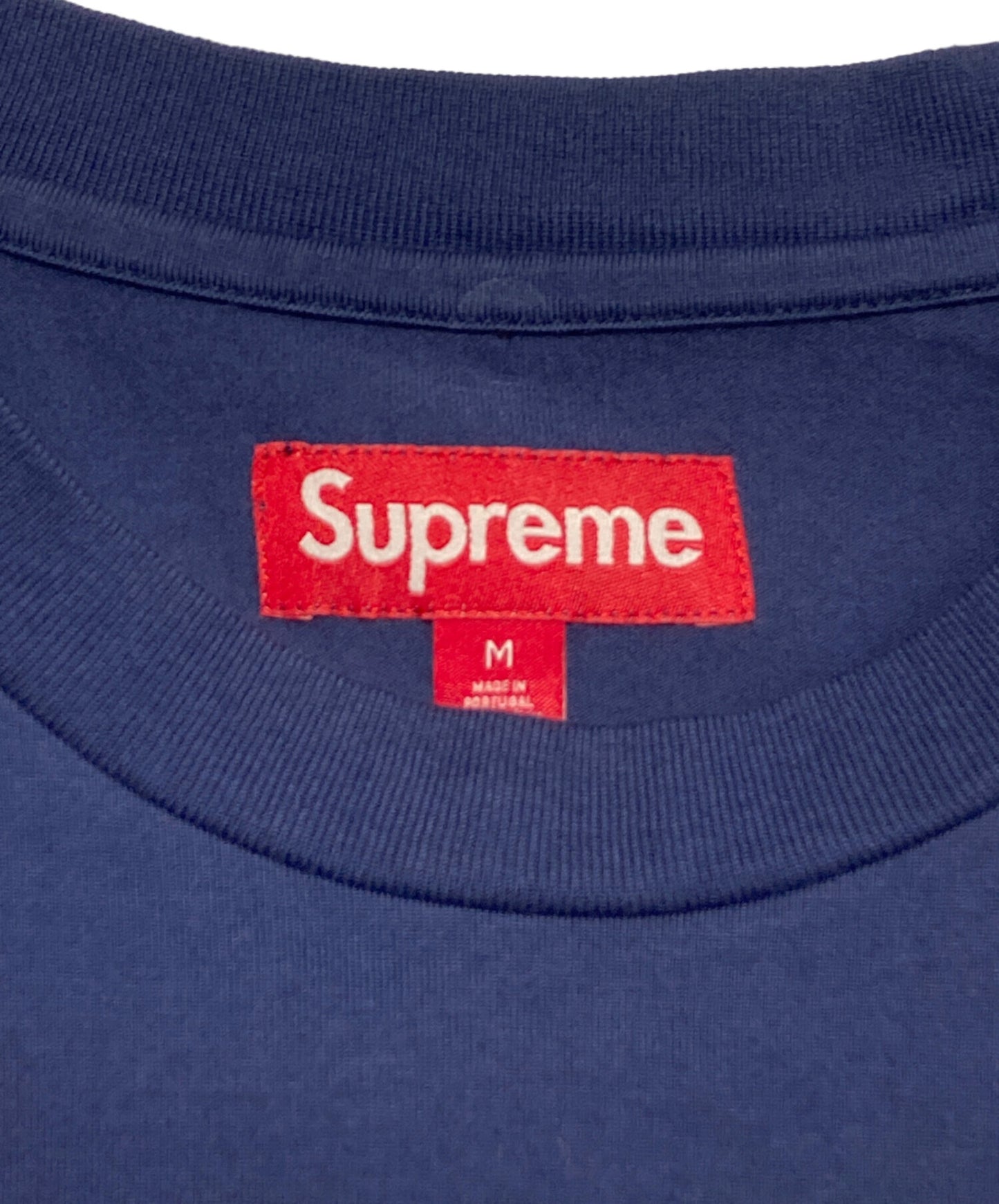 [Pre-owned] SUPREME Intarsia Sleeve L/S Top "Navy" ( Intarsia Sleeve Long Sleeve Top )