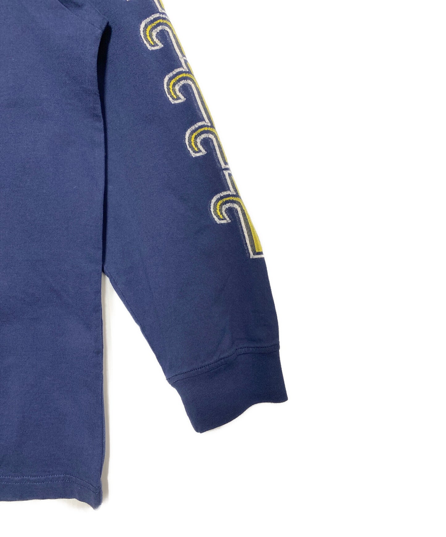 [Pre-owned] SUPREME Intarsia Sleeve L/S Top "Navy" ( Intarsia Sleeve Long Sleeve Top )