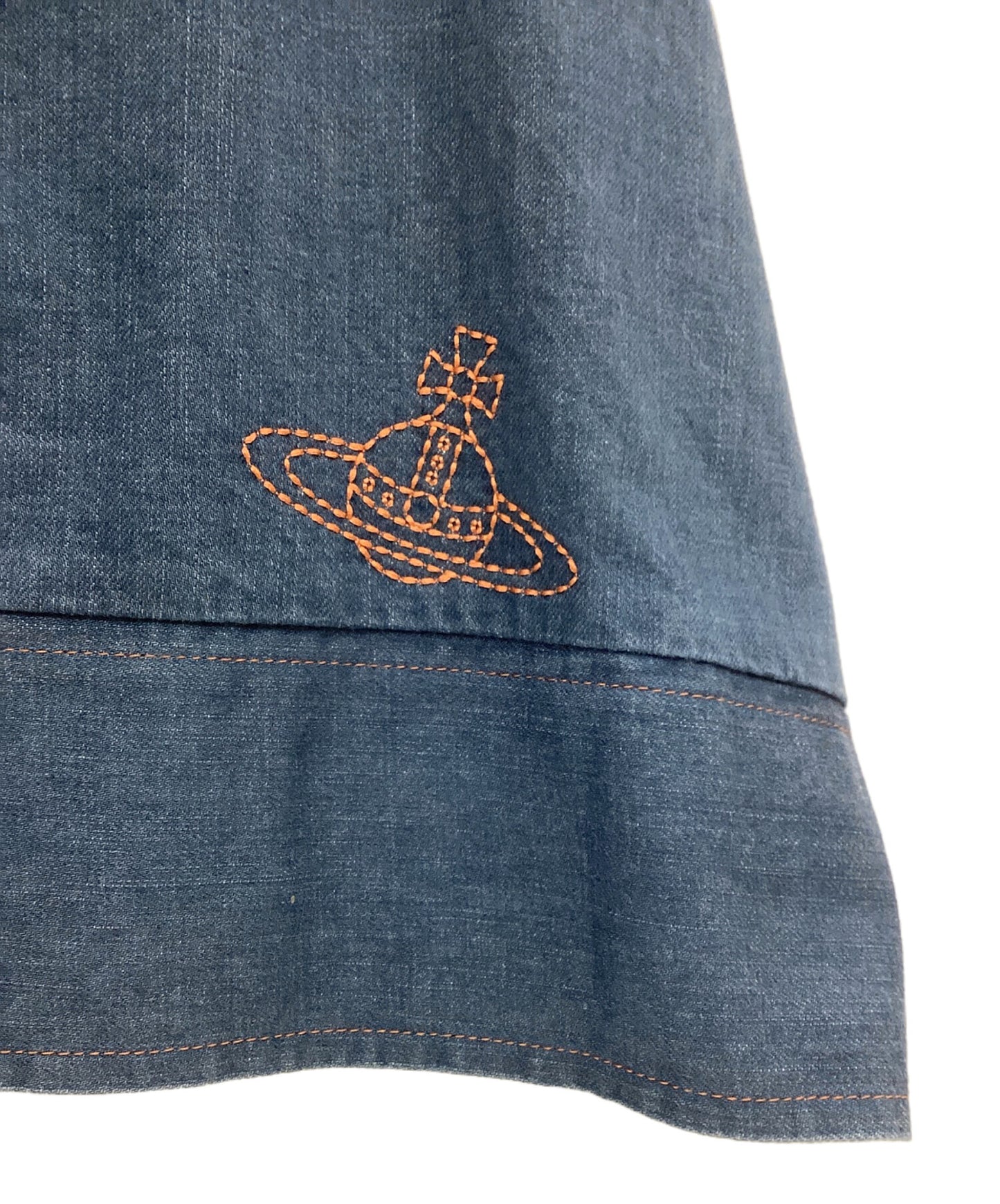 [Pre-owned] Vivienne Westwood RED LABEL Orb Embroidered Denim Skirt 11-01-242001