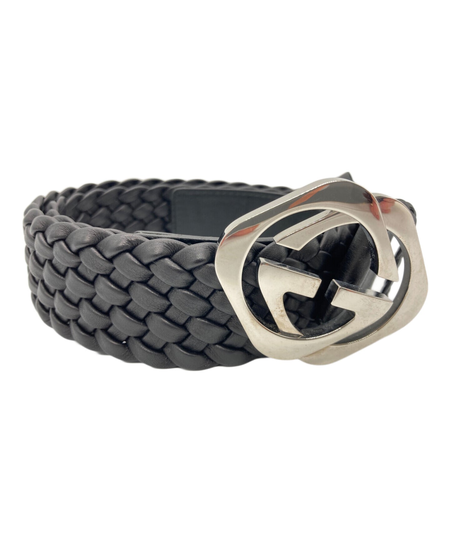 [Pre-owned] GUCCI GG Buckle Mesh Leather Belt 182320
