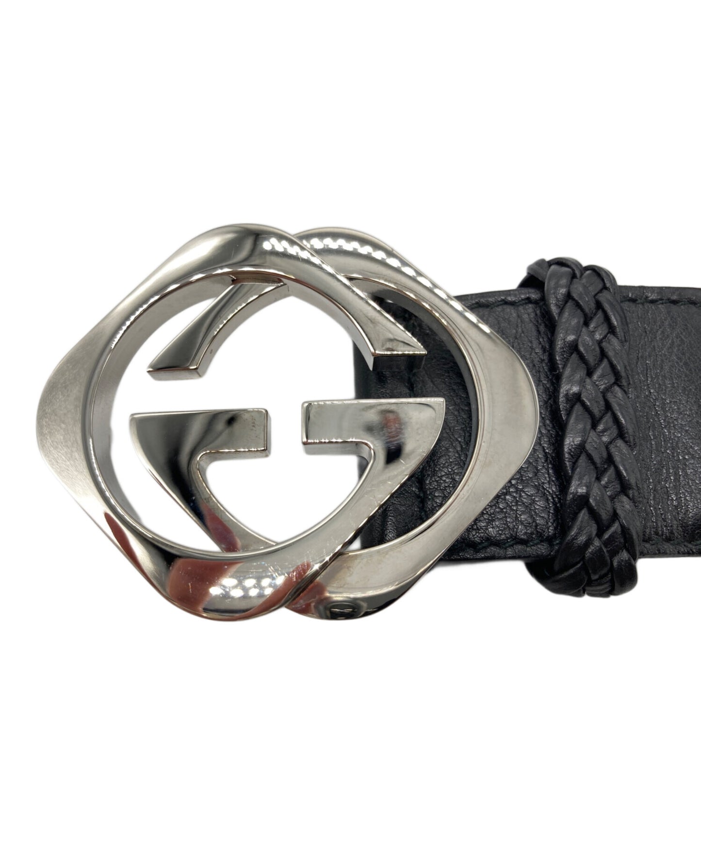[Pre-owned] GUCCI GG Buckle Mesh Leather Belt 182320