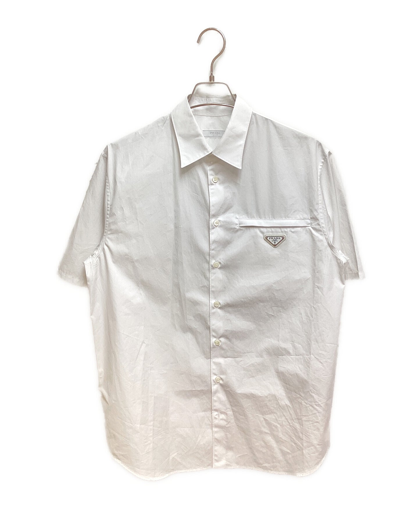 [Pre-owned] PRADA Plain Cotton Logo Luxury Shirts UCS503 S000 1XV2