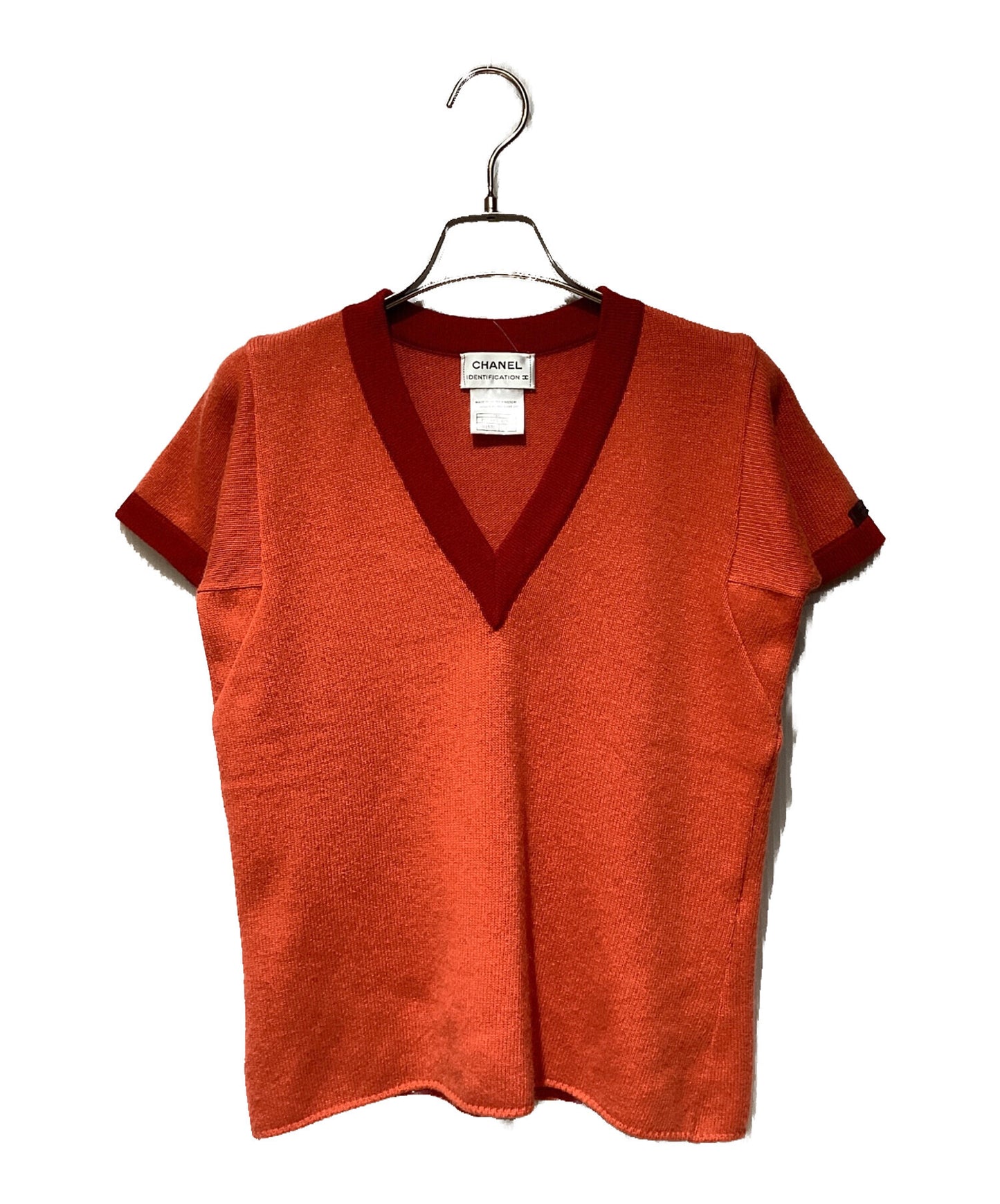 [Pre-owned] CHANEL Cashmere V-neck short-sleeved knit P15909V00783