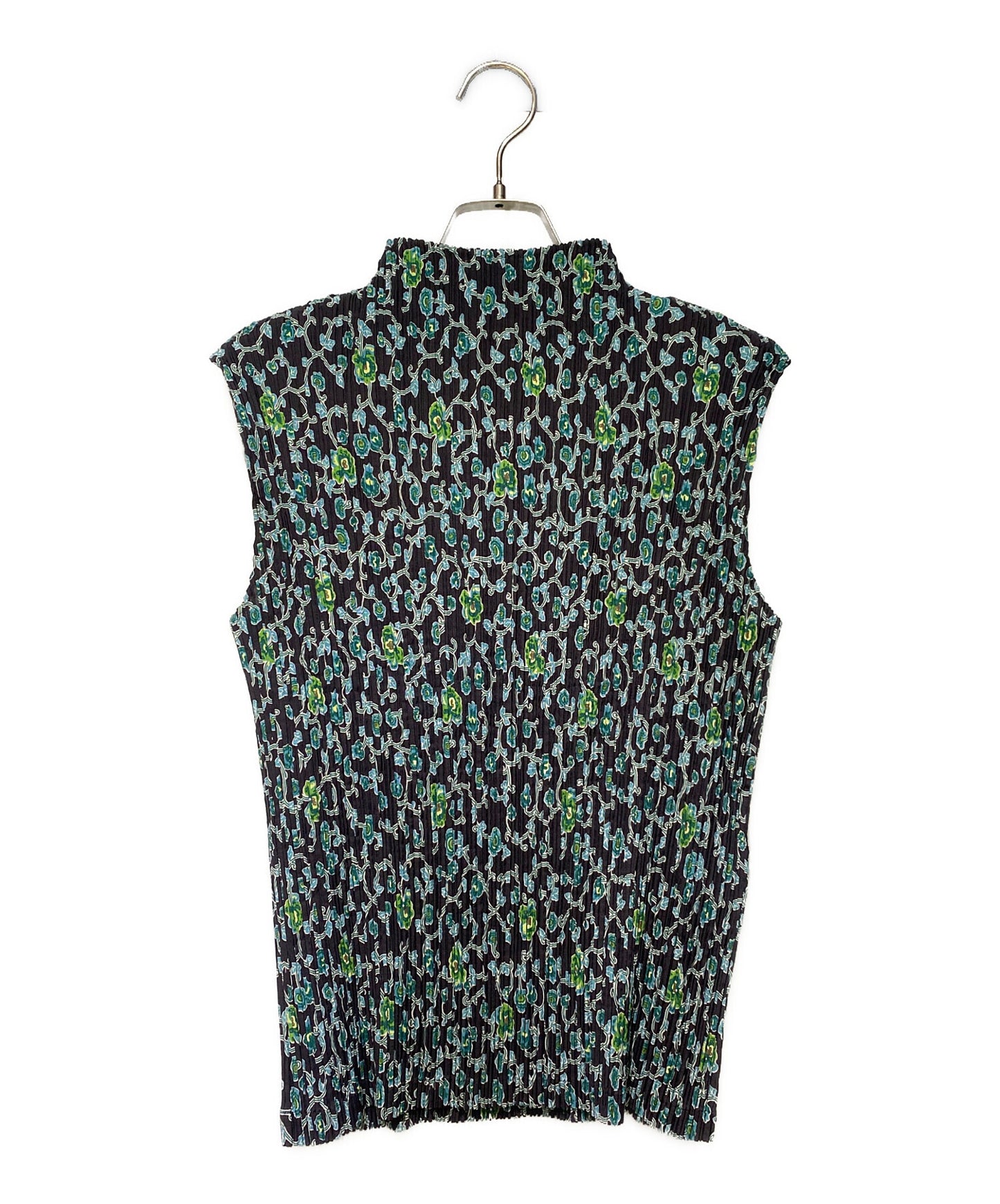 [Pre-owned] ISSEY MIYAKE FETE Flower Print Pleated Sleeveless High Neck Top IF54FJ709