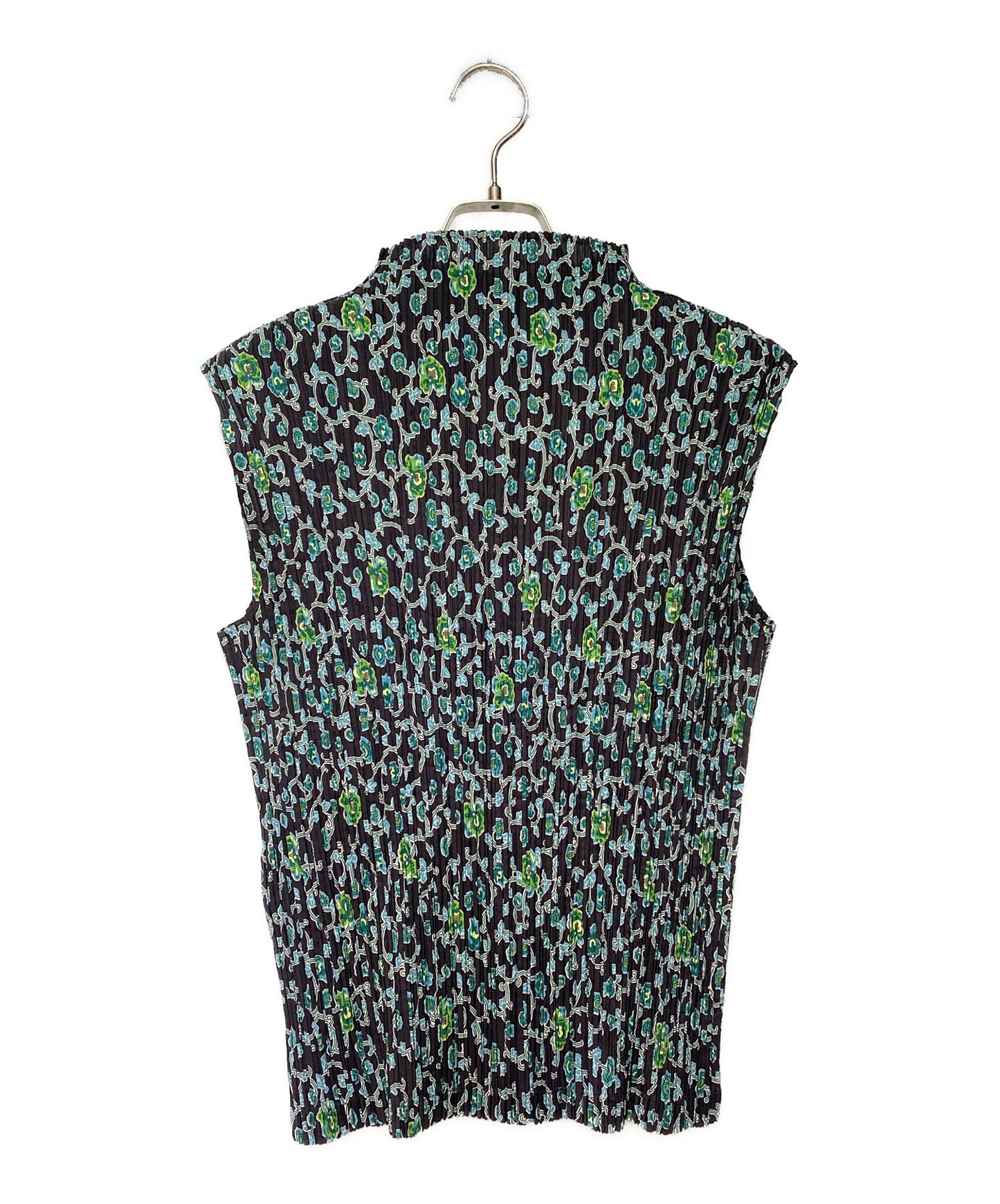 [Pre-owned] ISSEY MIYAKE FETE Flower Print Pleated Sleeveless High Neck Top IF54FJ709
