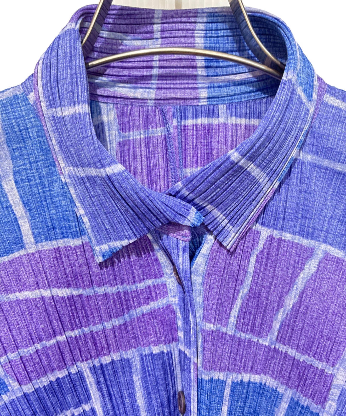 [Pre-owned] PLEATS PLEASE Long-sleeved pleated full-length button blouse PP84-JK983