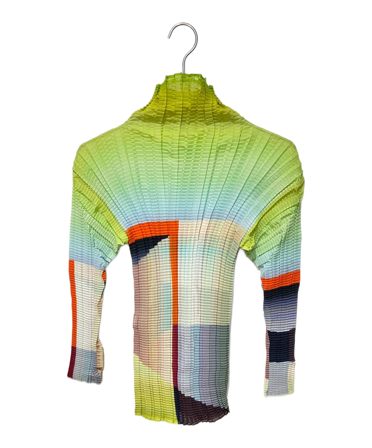 [Pre-owned] ISSEY MIYAKE Pleated high-neck blouse with all-over pattern IM74-FJ570