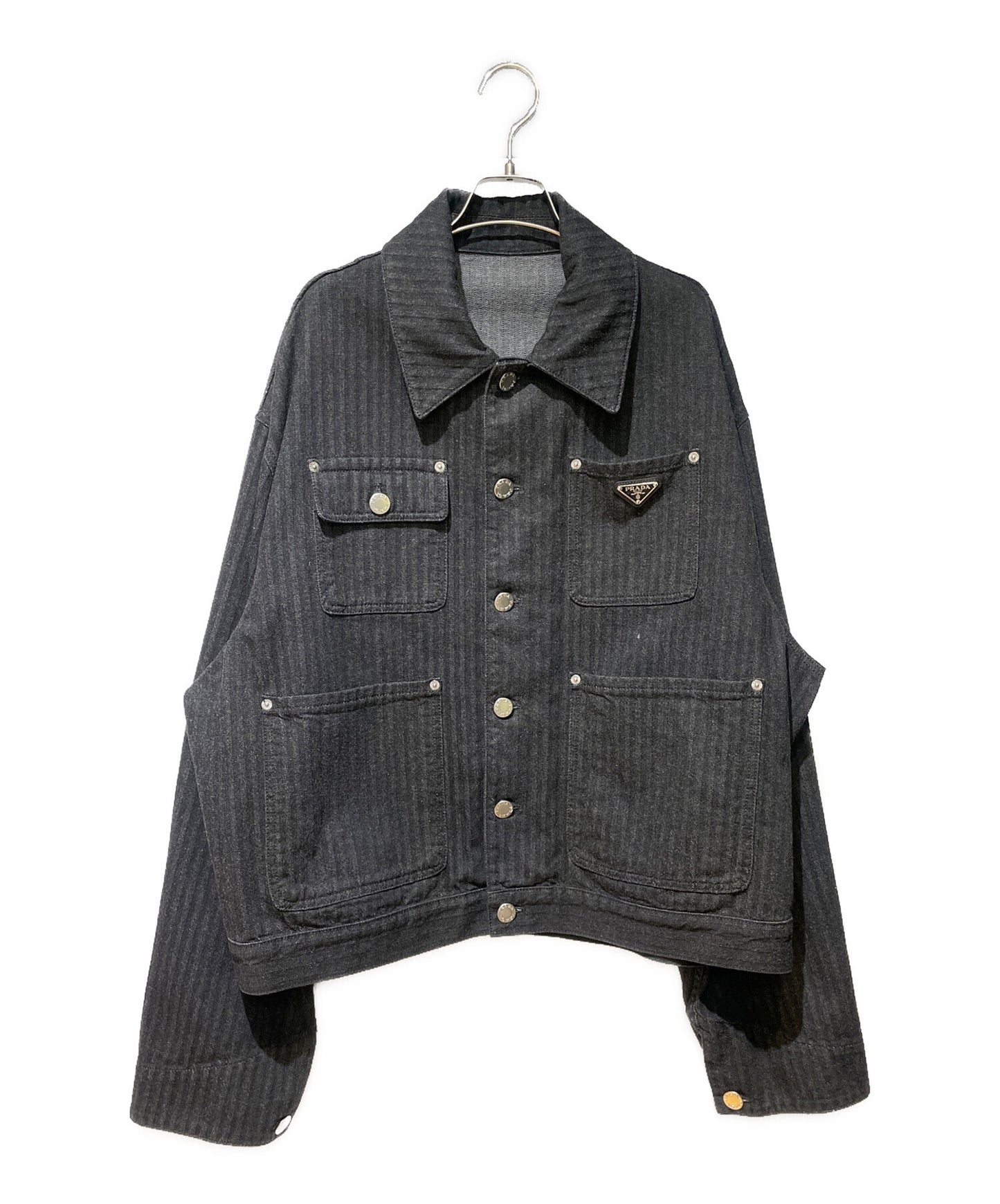 [Pre-owned] PRADA Logo Plate Denim Jacket GEB280 S000 16HD