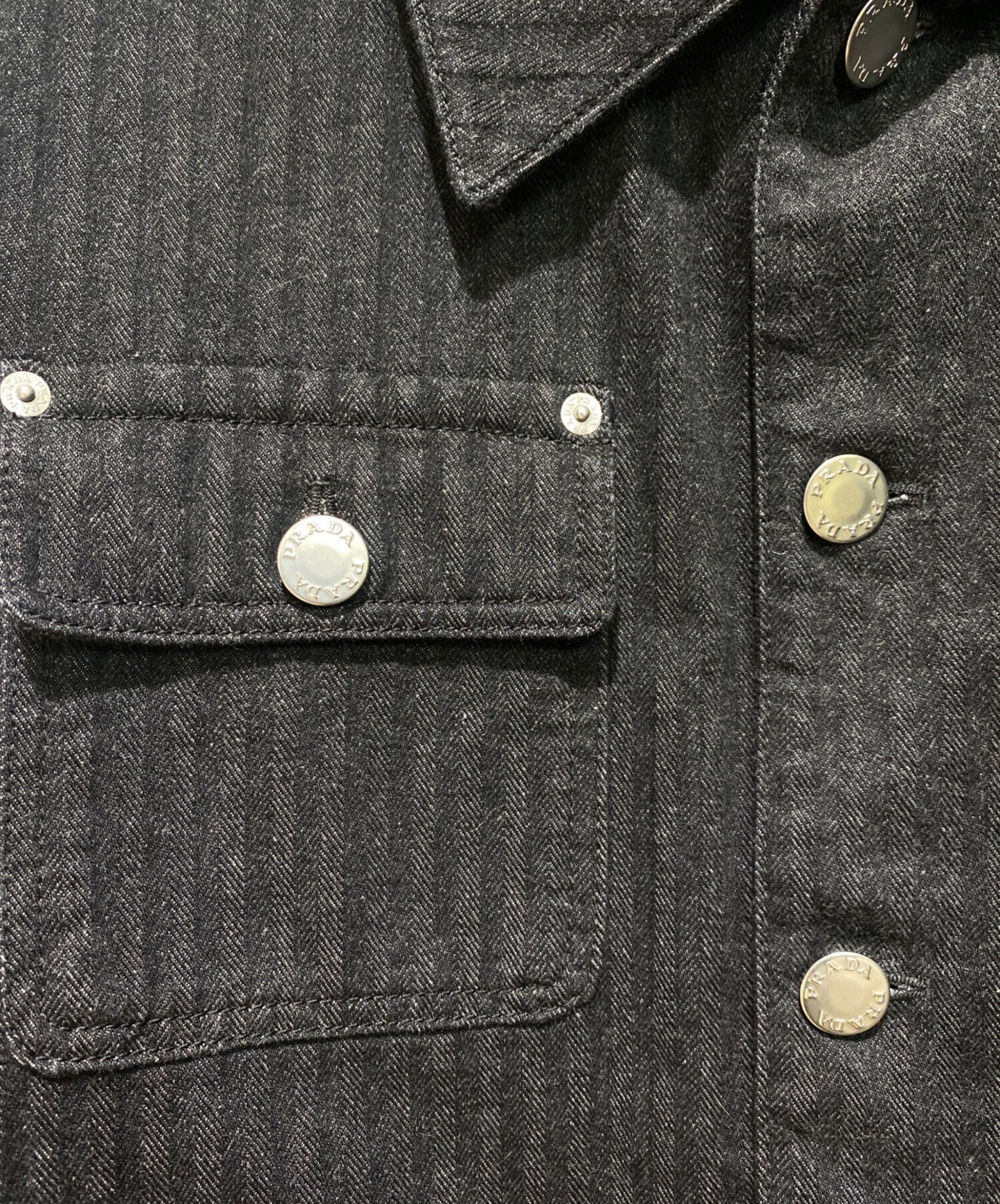 [Pre-owned] PRADA Logo Plate Denim Jacket GEB280 S000 16HD