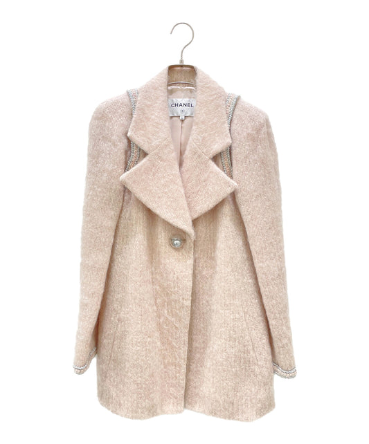 [Pre-owned] CHANEL Mohay tweed coat / coco button / lace P57583V43509
