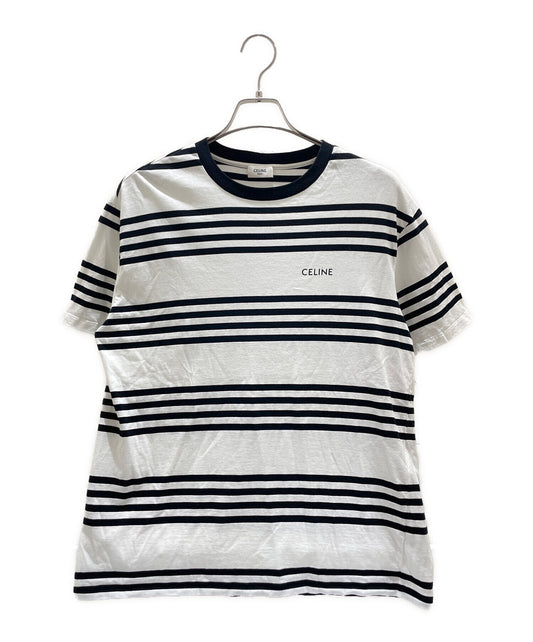 [Pre-owned] CELINE Loose T-Shirt Stripe / Cotton Jersey Off-White / Black 2X85M800M.01OB