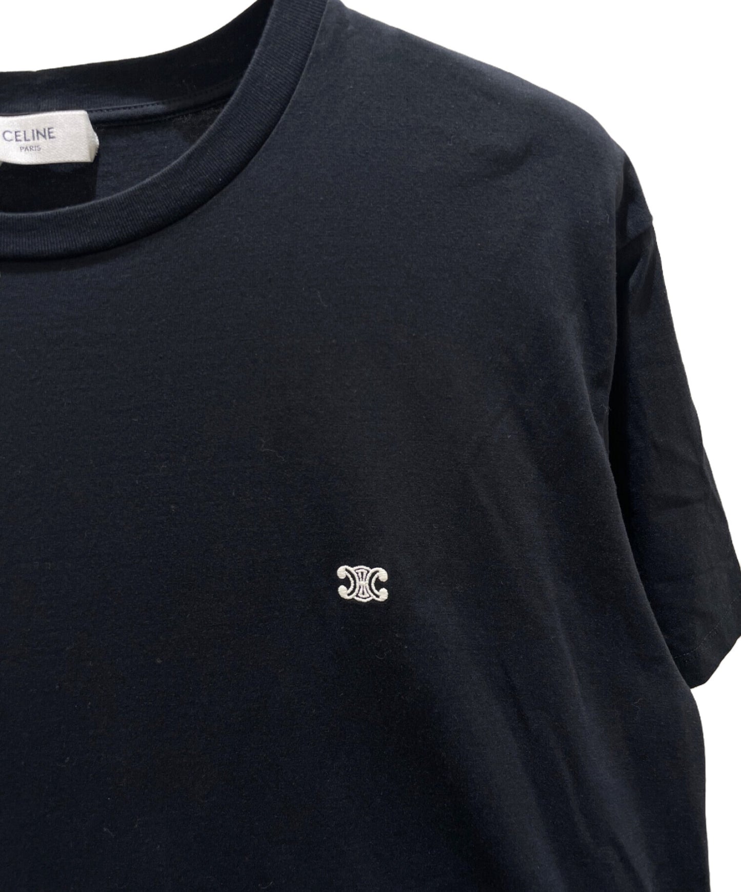 [Pre-owned] CELINE TRIONF Loose T-Shirt / Cotton Jersey Black / White 2X04I671Q.38AW