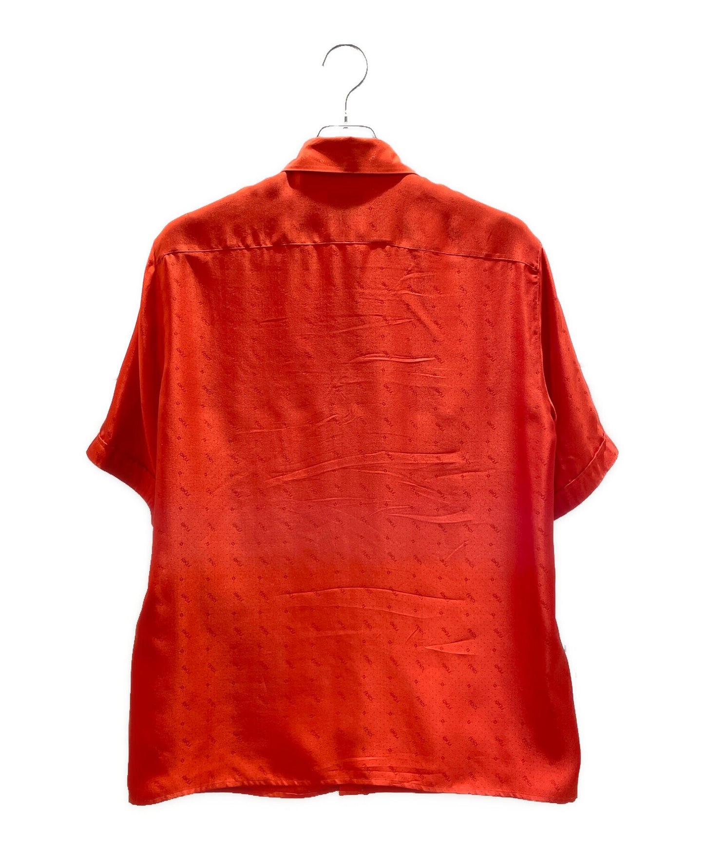 [Pre-owned] FENDI Short sleeve silk shirt / logo all over / orange shirt SA0795 AH20