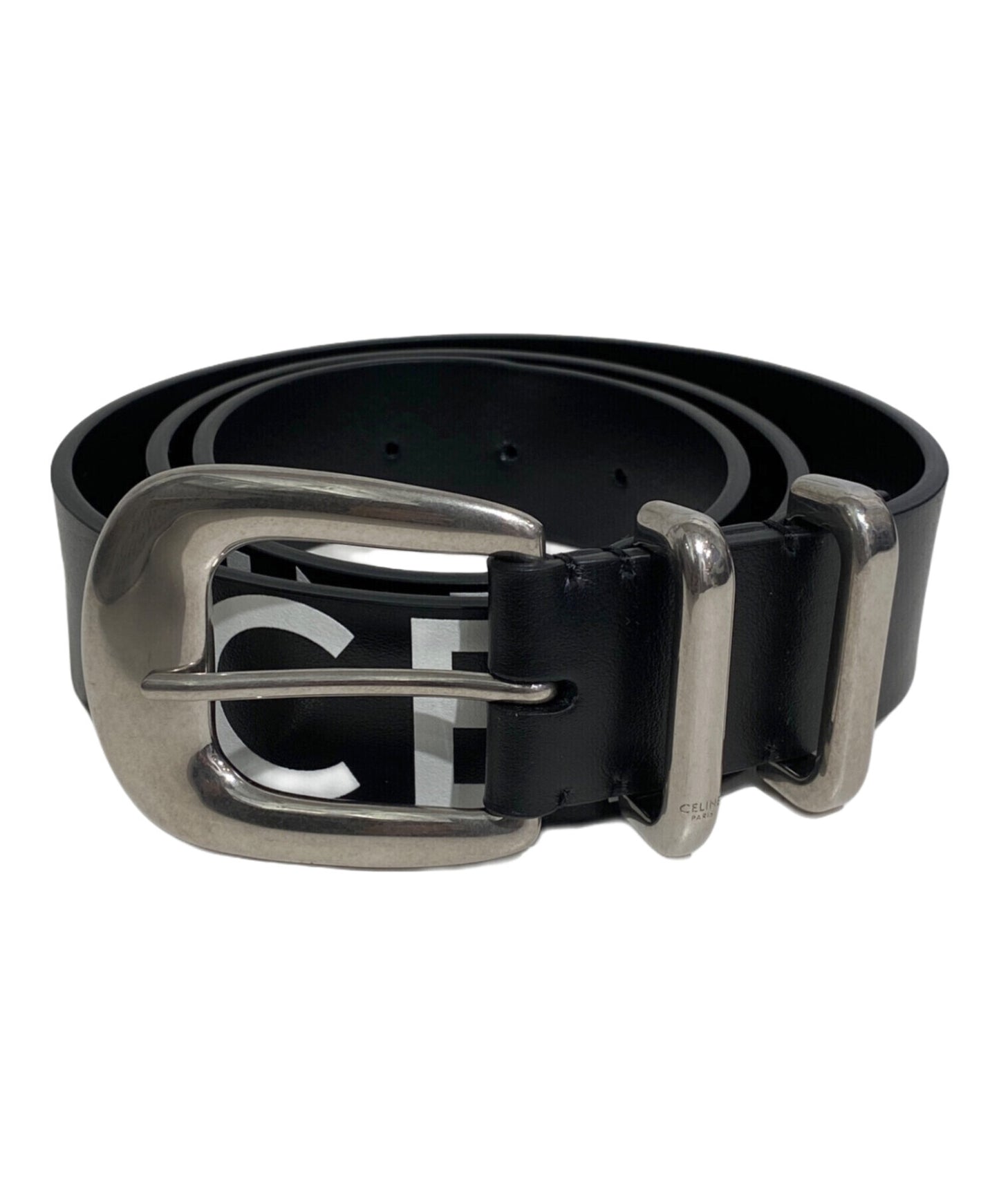 [Pre-owned] CELINE Logo-printed leather belt S-NE-0212