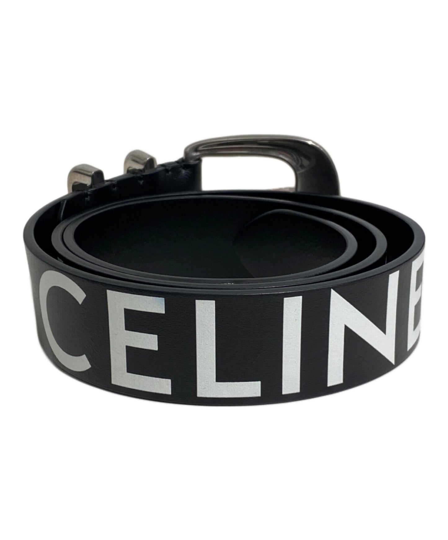 [Pre-owned] CELINE Logo-printed leather belt S-NE-0212
