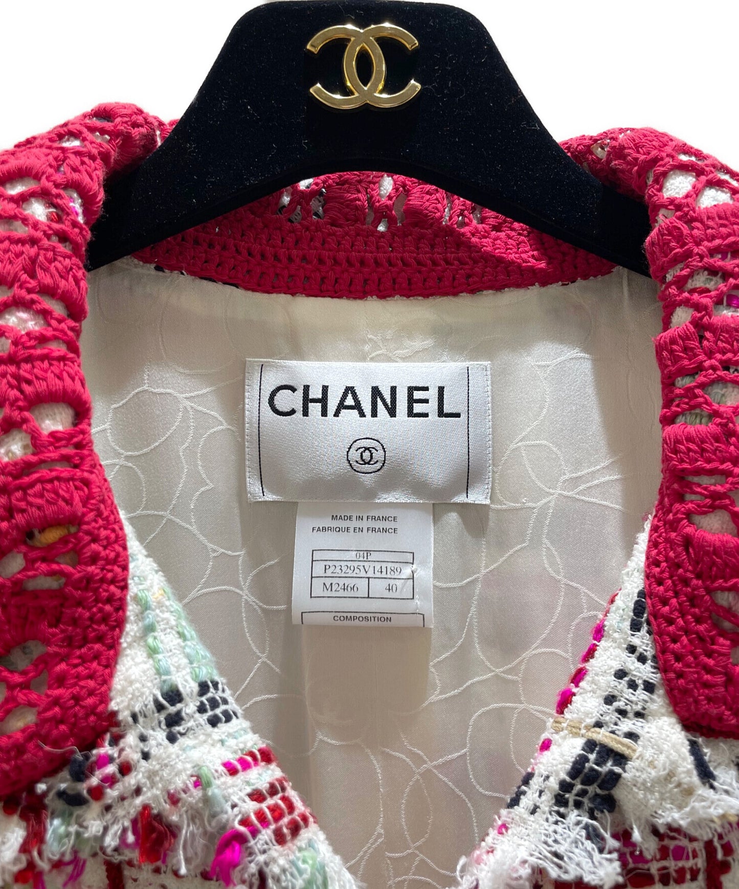 [Pre-owned] CHANEL Checked Tweed Lace Collar Coat/Long Coat P23295V14189
