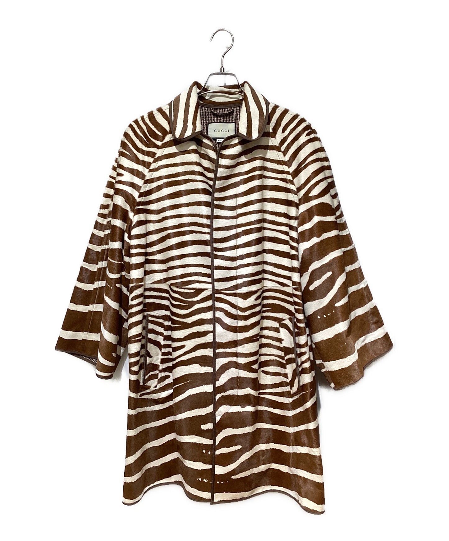 [Pre-owned] GUCCI Zebra Pattern Stencil Collar Coat 624748